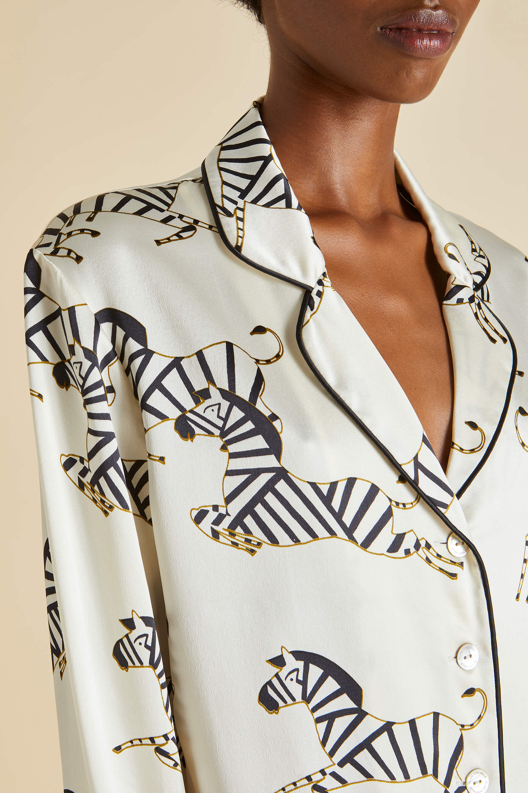 Lila Zebedee Silk Satin Pajama Set
