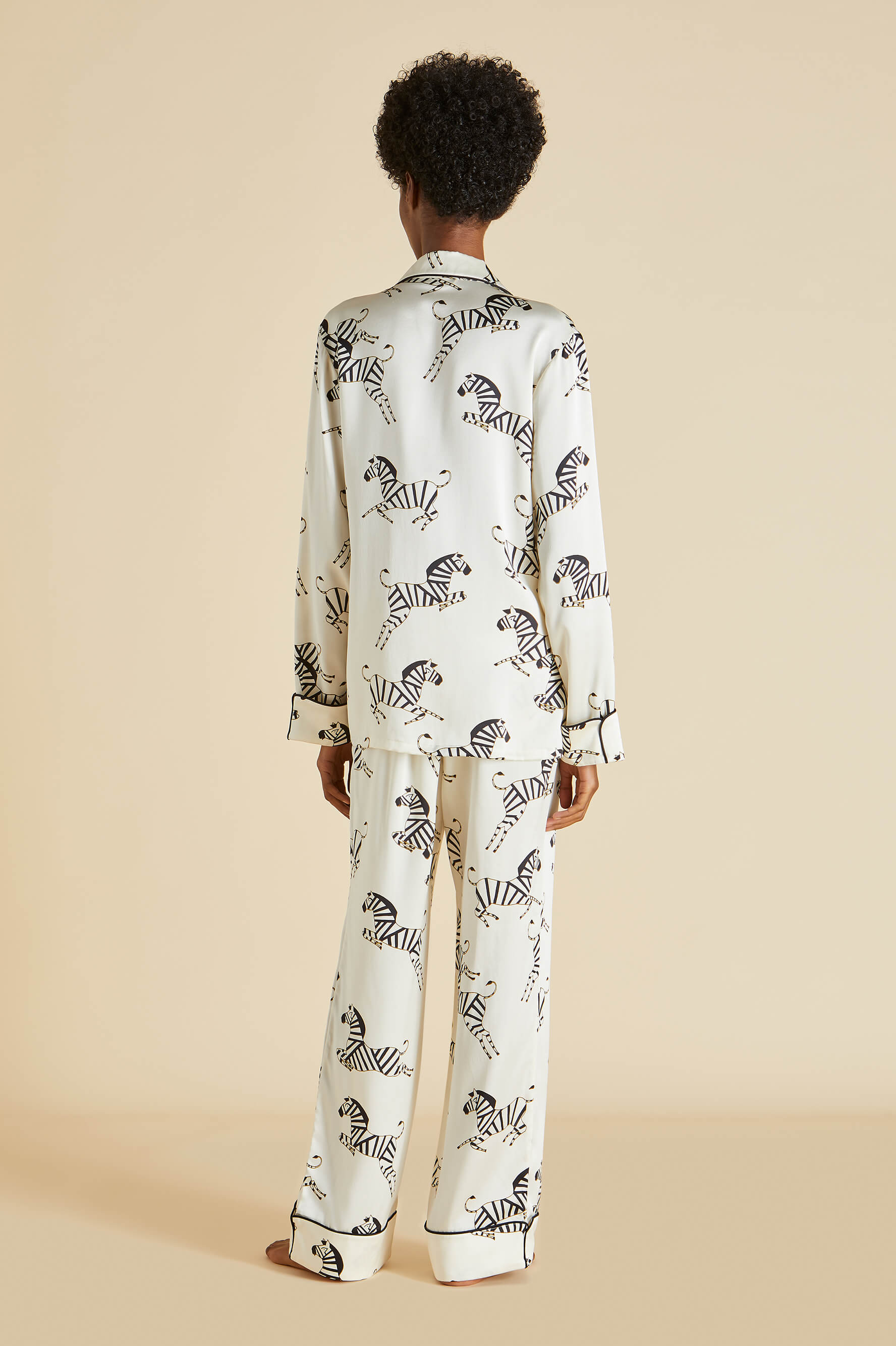 Lila Zebedee Ivory Pajamas in Silk Satin