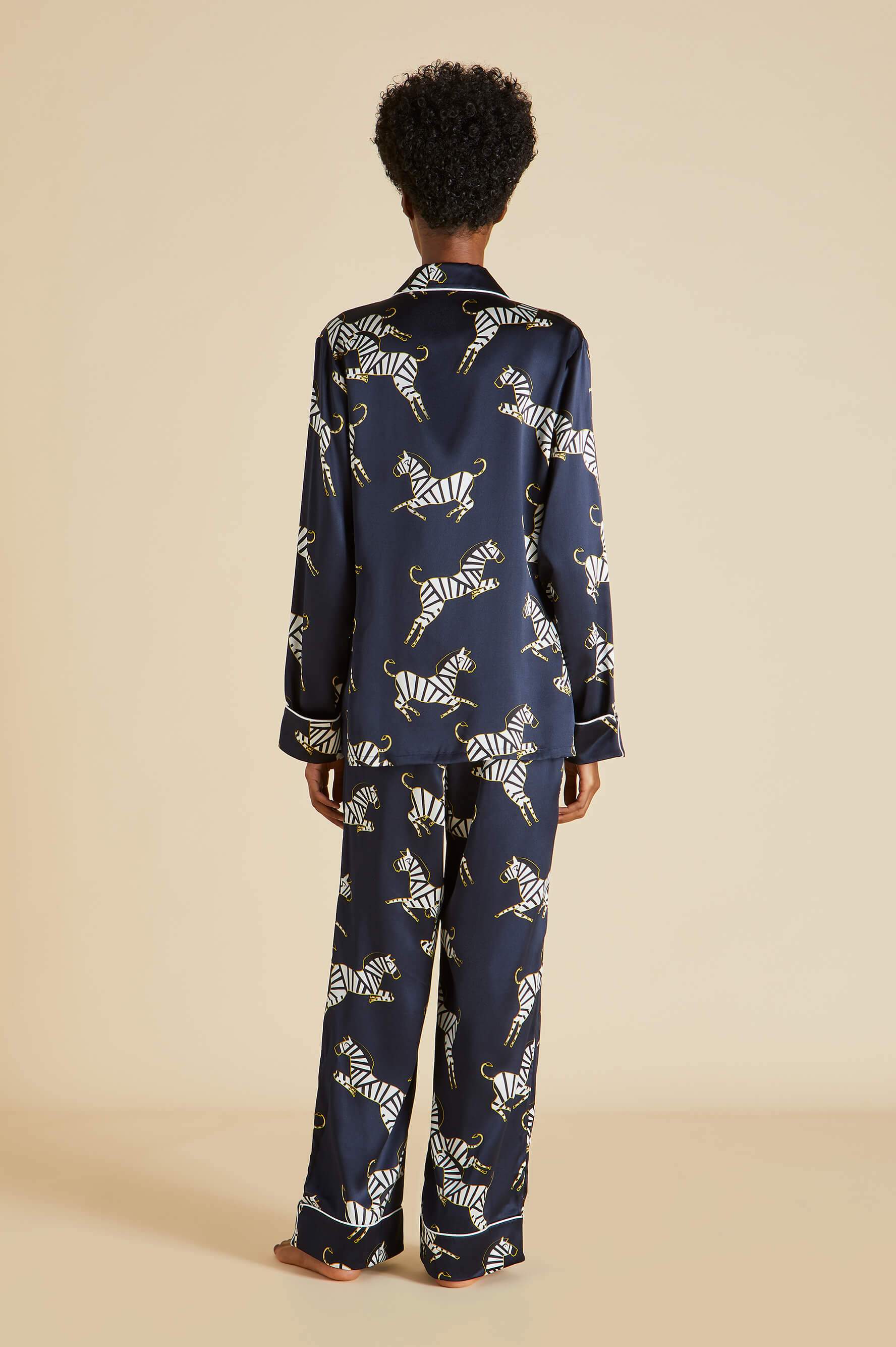 Coco Navy Silk Satin Pajama Set