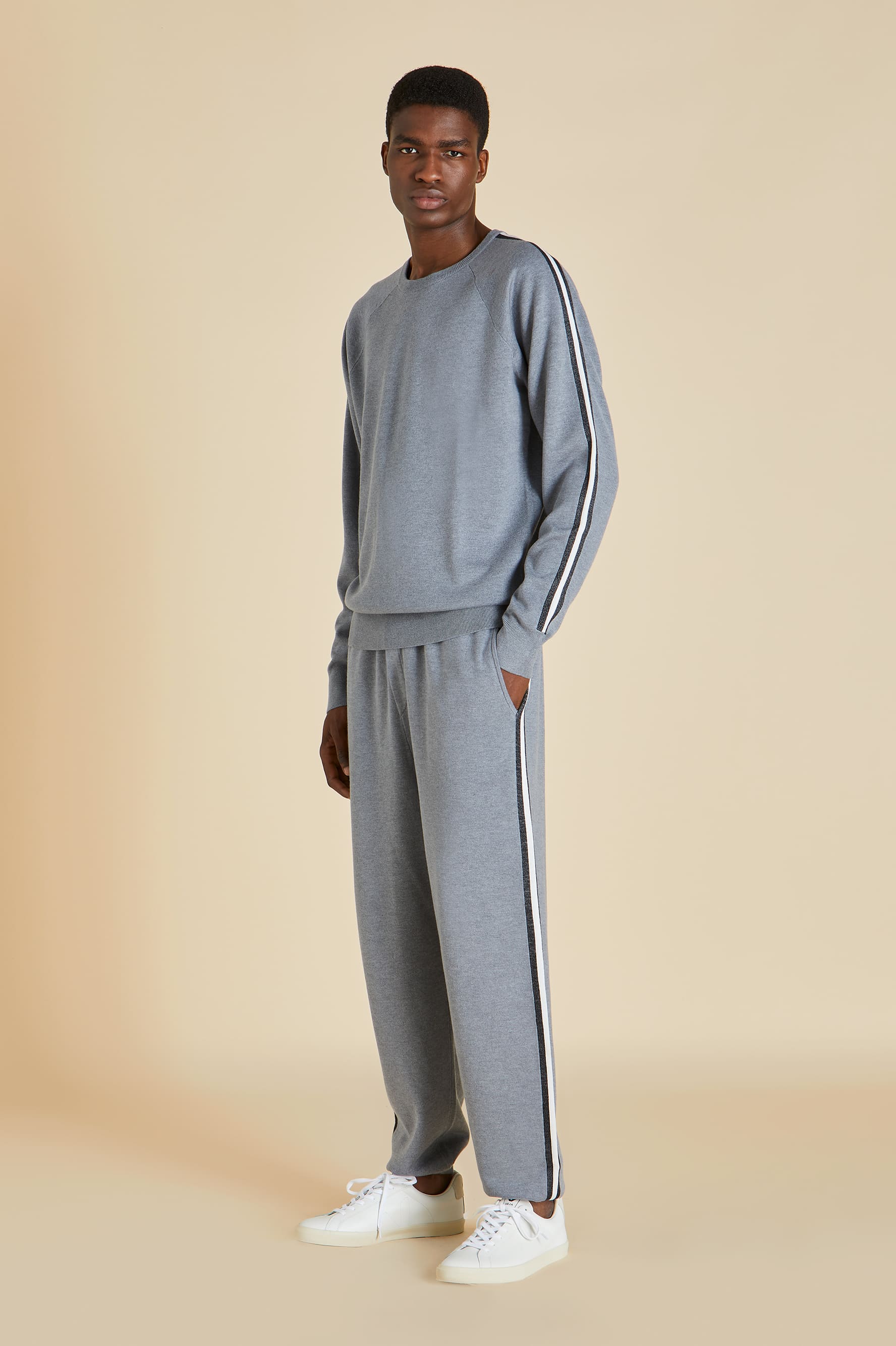 Missy London Gray Tracksuit in Silk-Cashmere