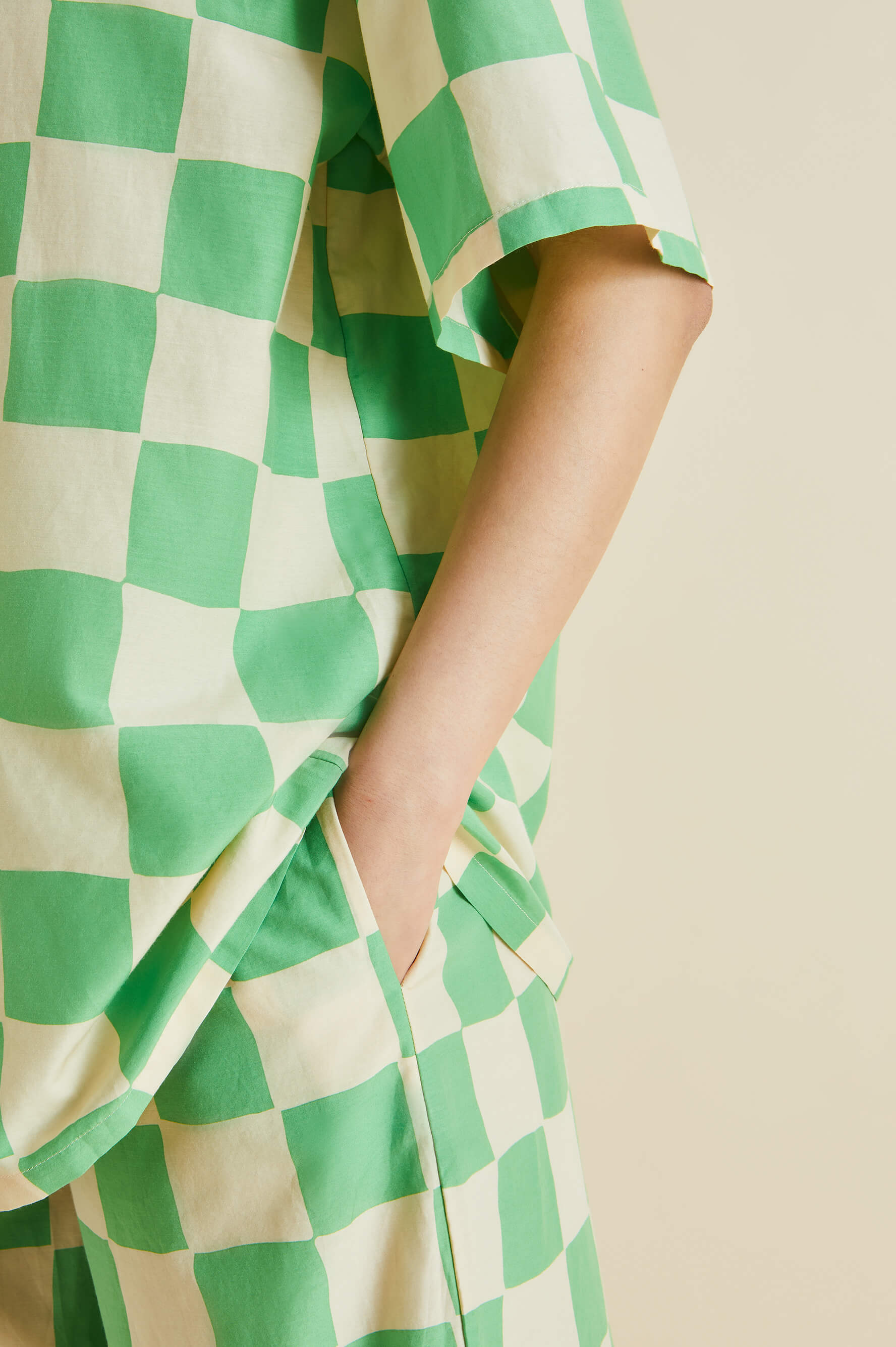 Alabama Croisette Green Gingham Cotton-Silk pajamas