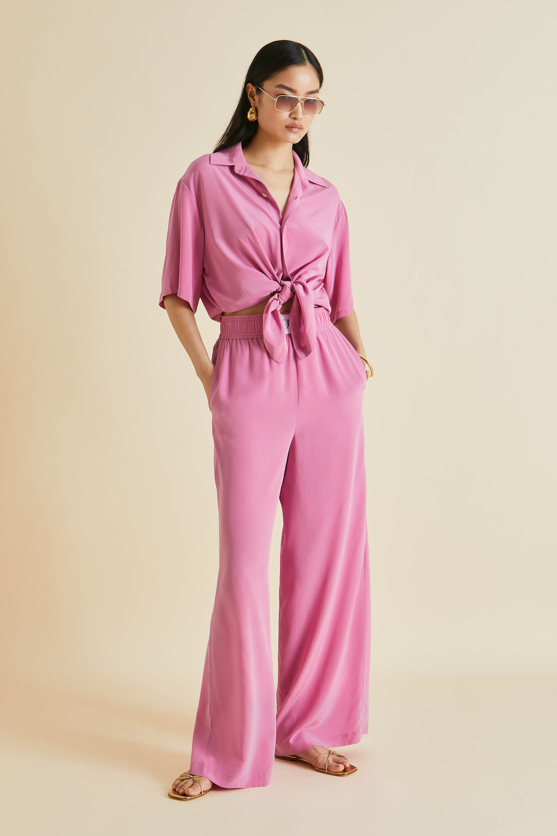 alabama pink silk crêpe de chine pajamas