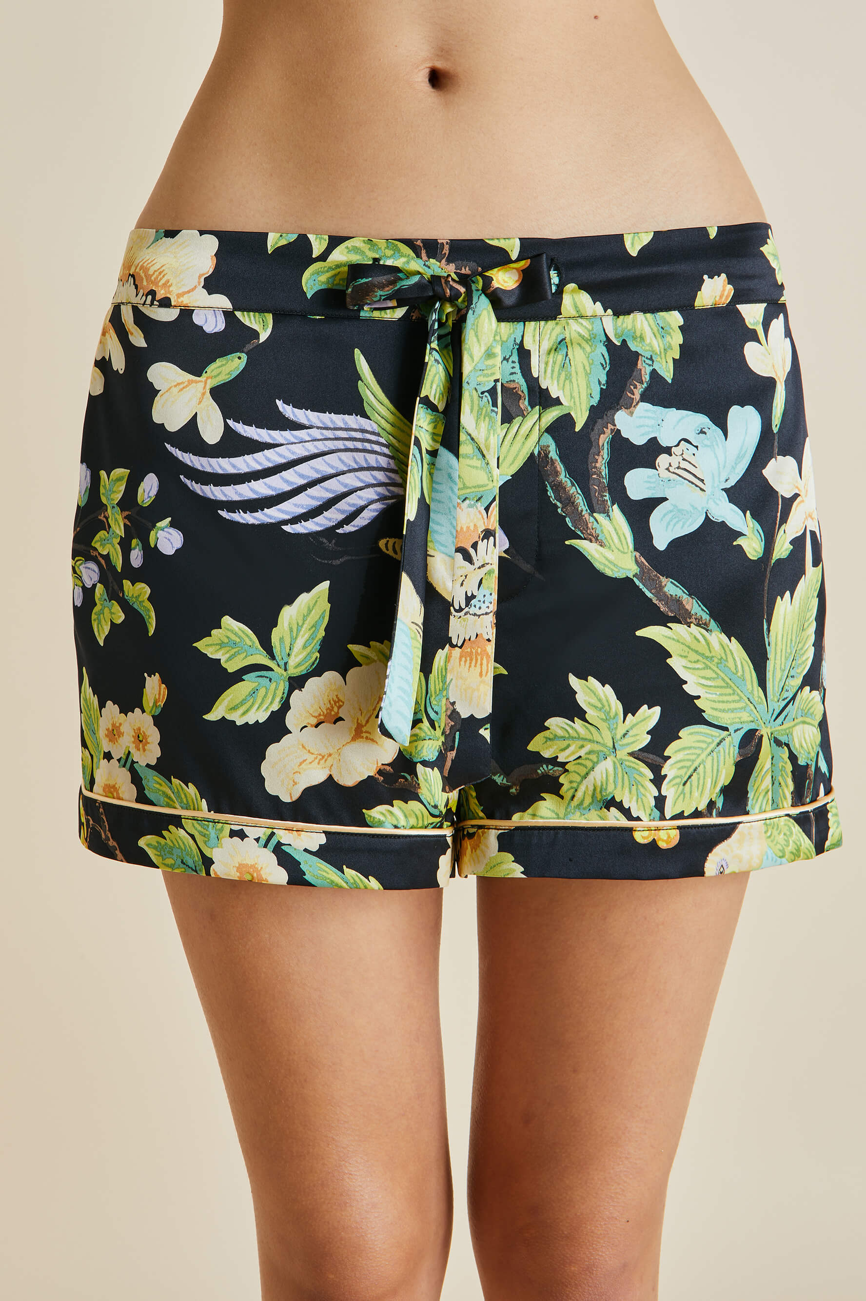 Alba Alkonist Black Floral Silk Satin Pajamas