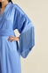 Amina Blue Fringed Silk Satin Robe