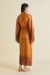 Amina Bronze Fringed Silk Satin Robe