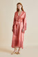 Amina Rose Pink Silk Fringed Robe