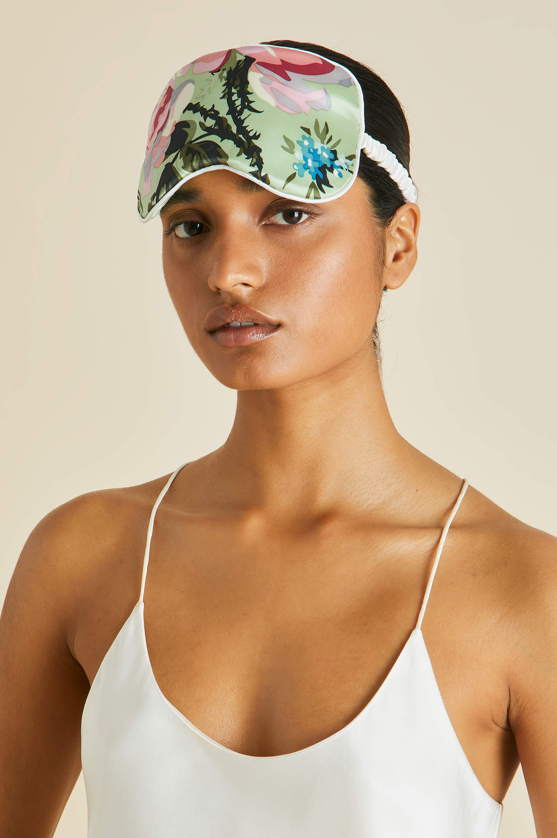 audrey effie green floral silk eye mask