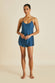 Bella Steel Blue Camisole Set in Silk Habotai