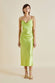 Bibi Palm Green Silk Satin Slip Dress