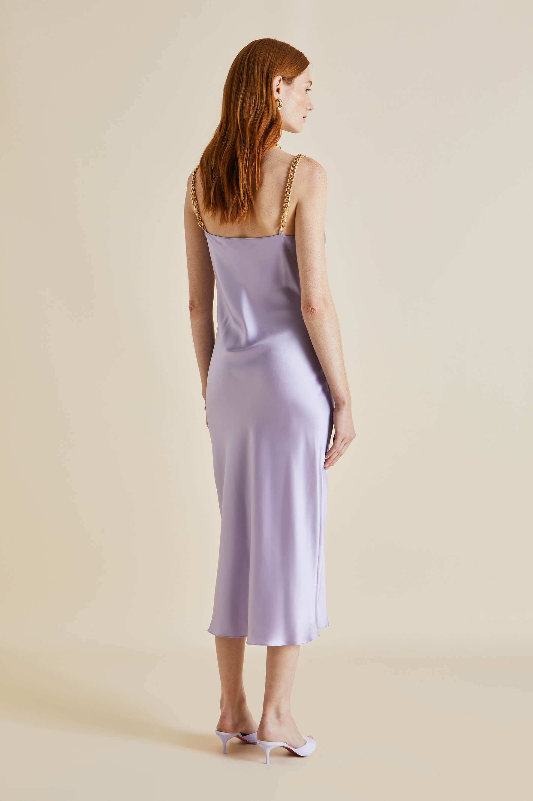 Bibi Lilac Silk Satin Slip Dress