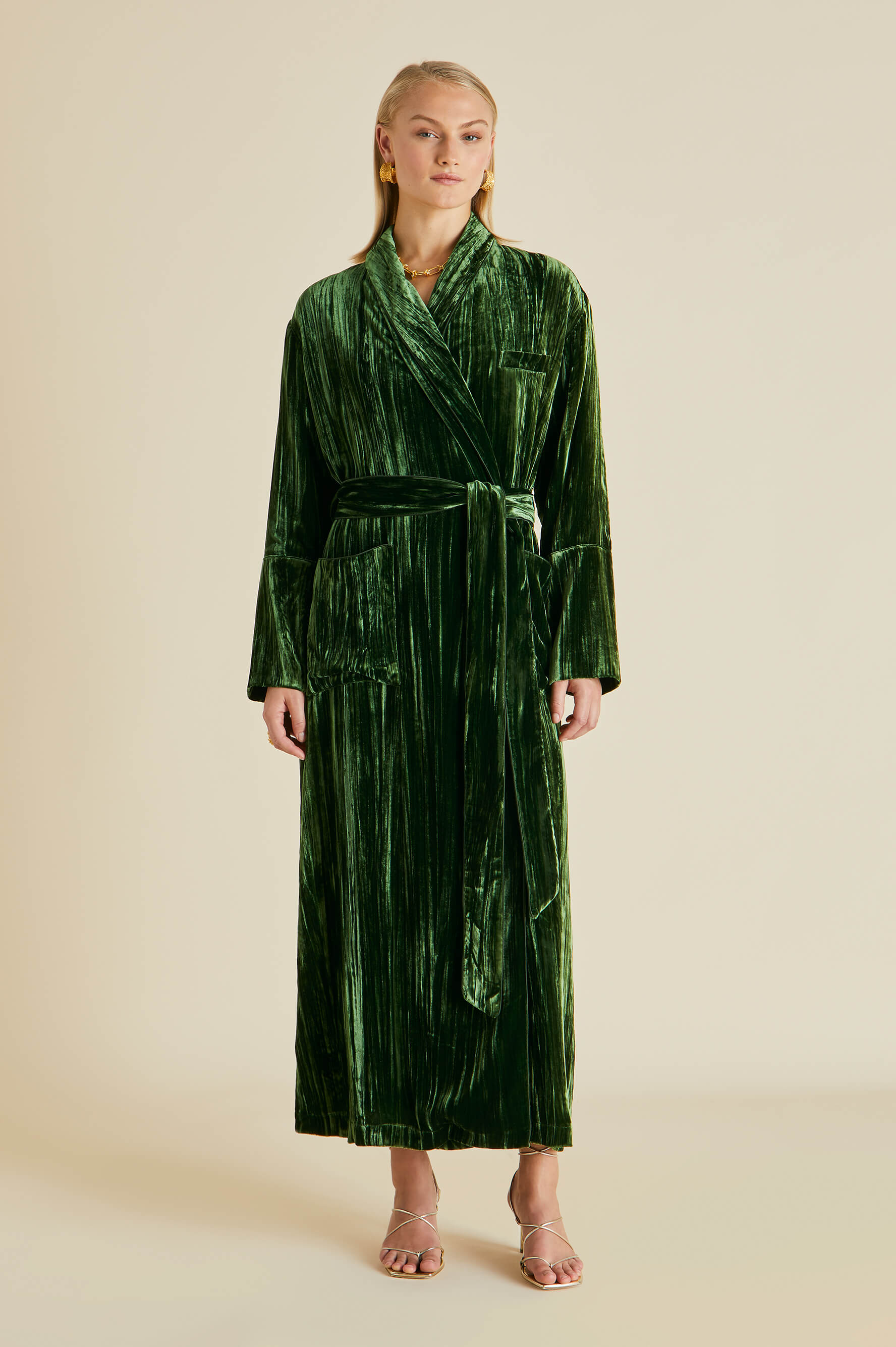 Capability Emerald Green Robe in Silk Velvet | Olivia von Halle