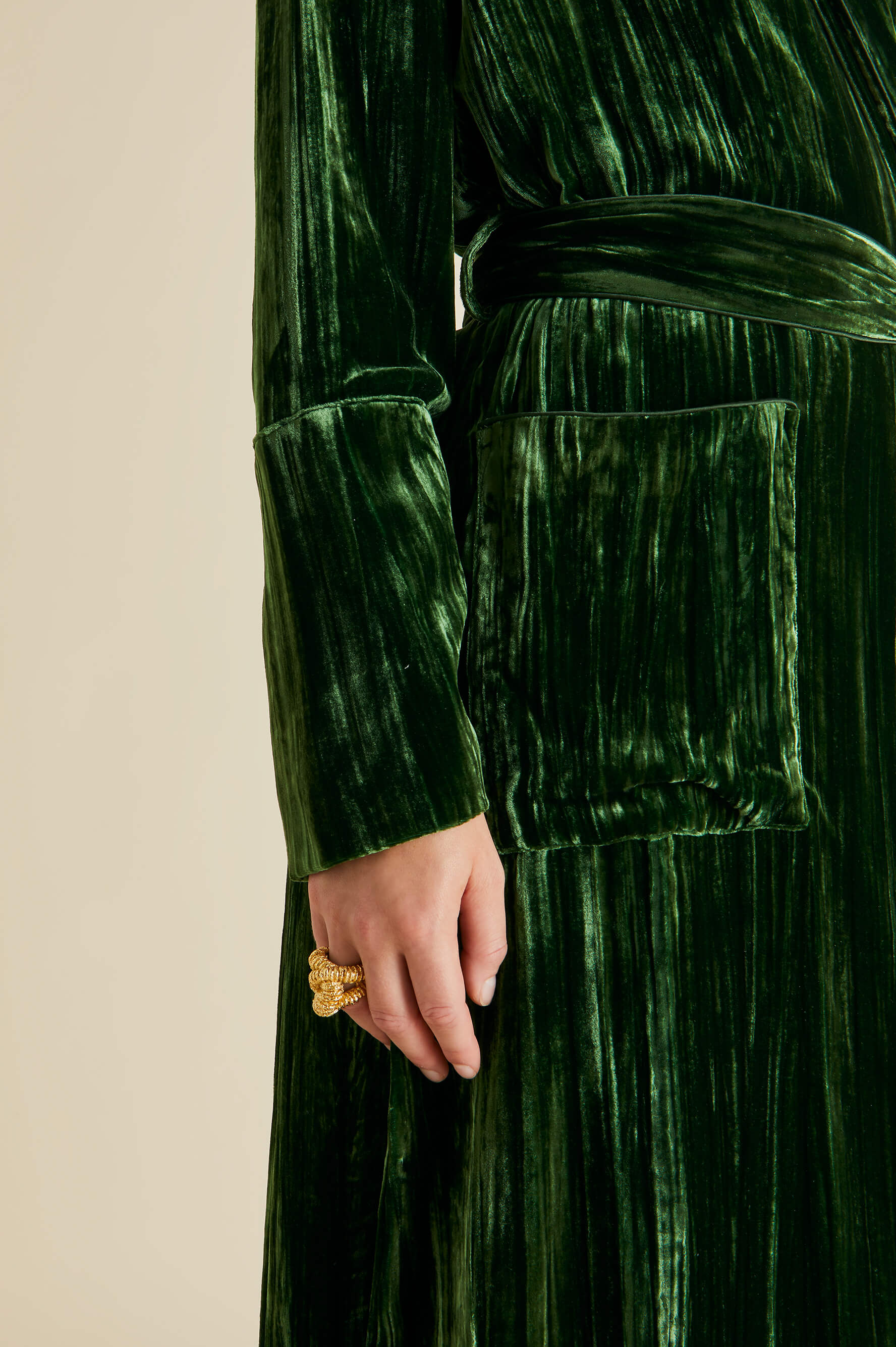 Capability Emerald Green Silk Velvet Robe