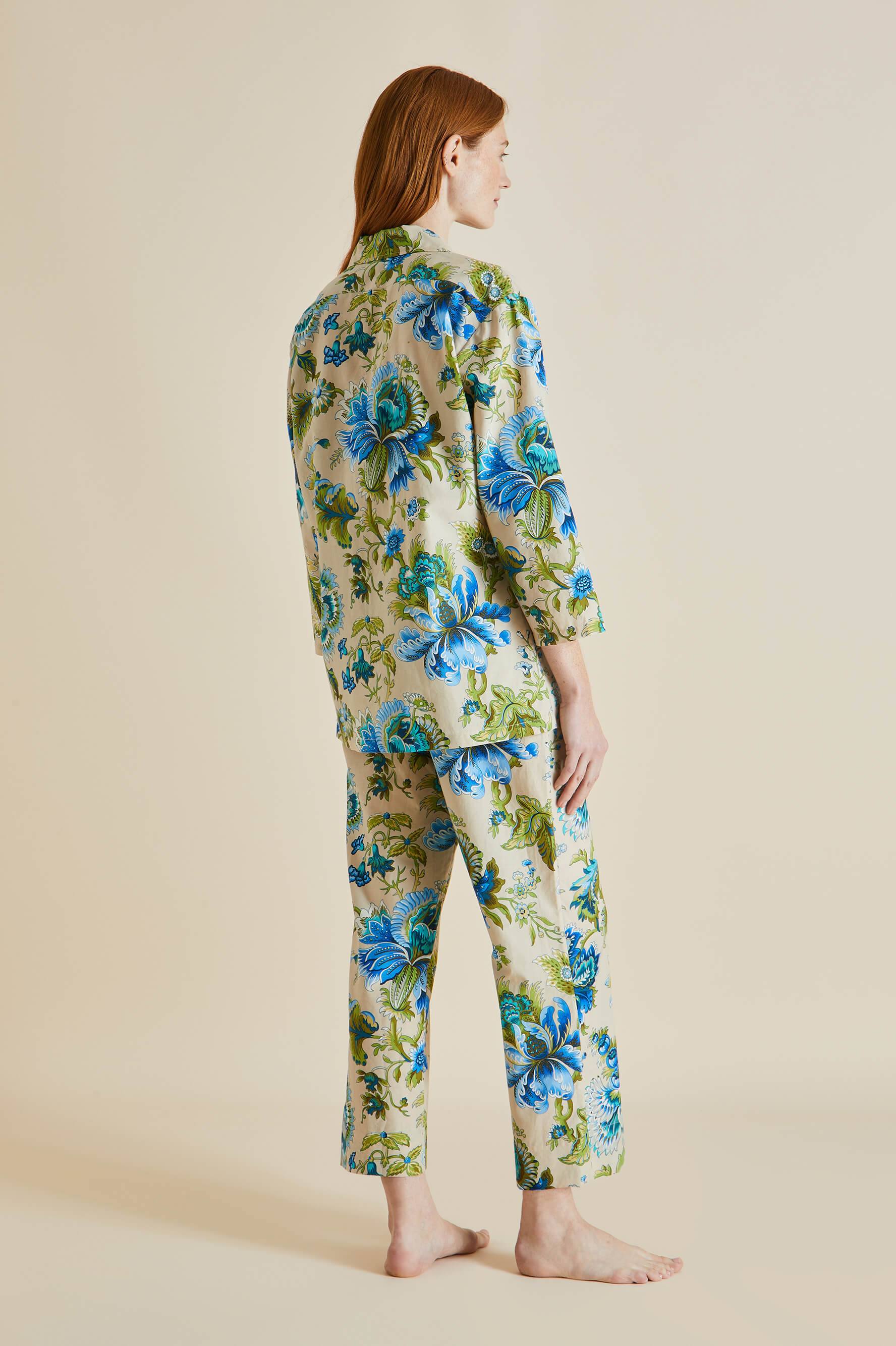Casablanca Jasmine Blue Floral Cotton-Silk Pajamas