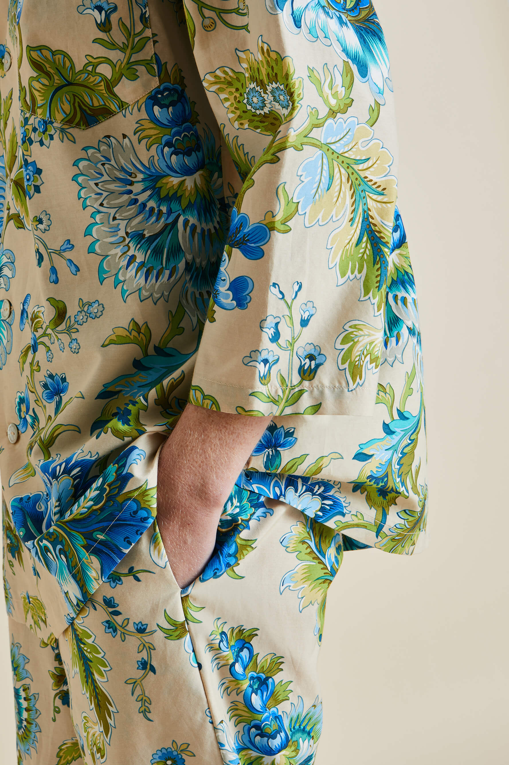 Casablanca Jasmine Blue Floral Cotton-Silk Pajamas