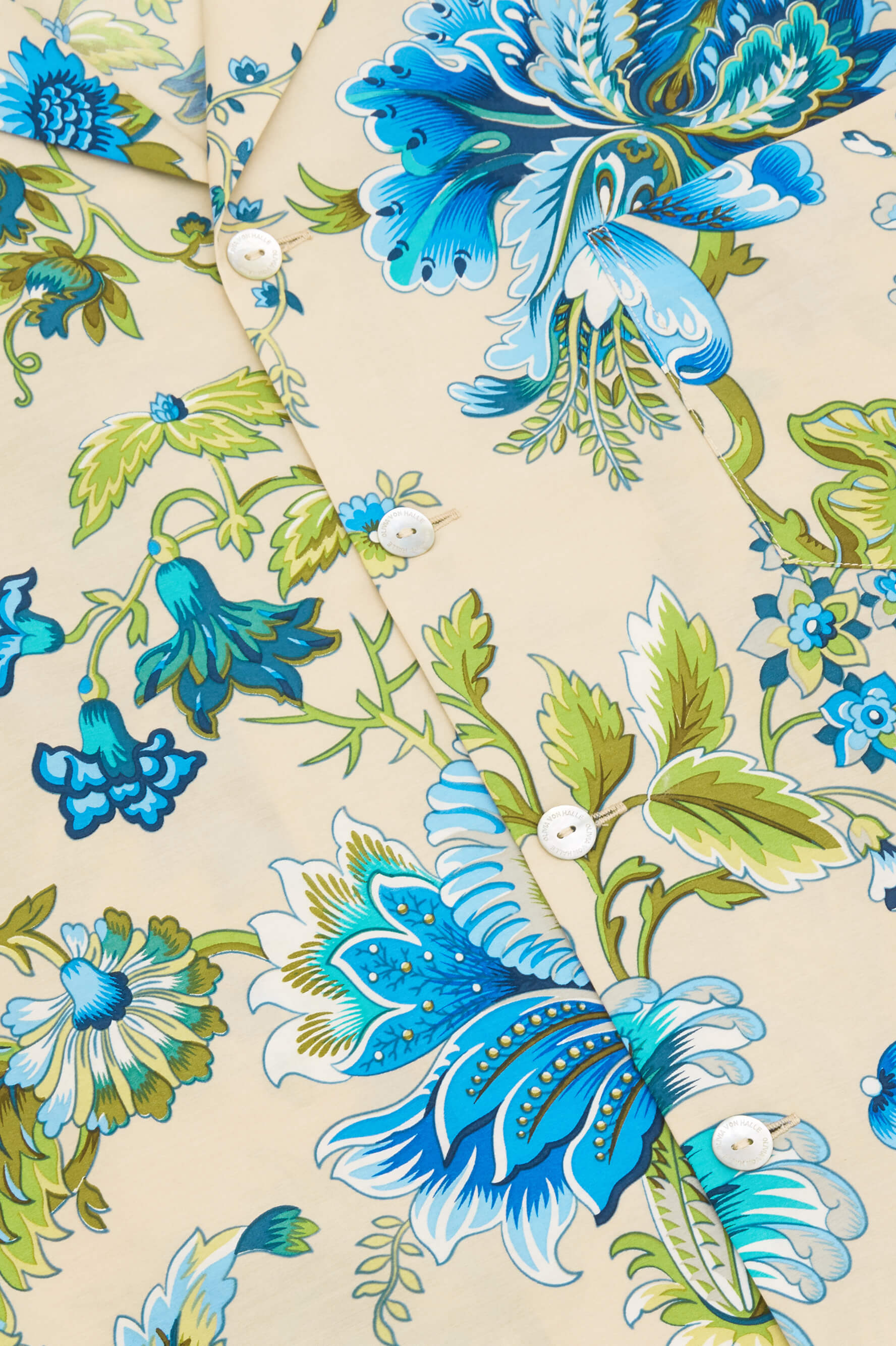 Casablanca Jasmine Blue Floral Cotton-Silk Pajamas