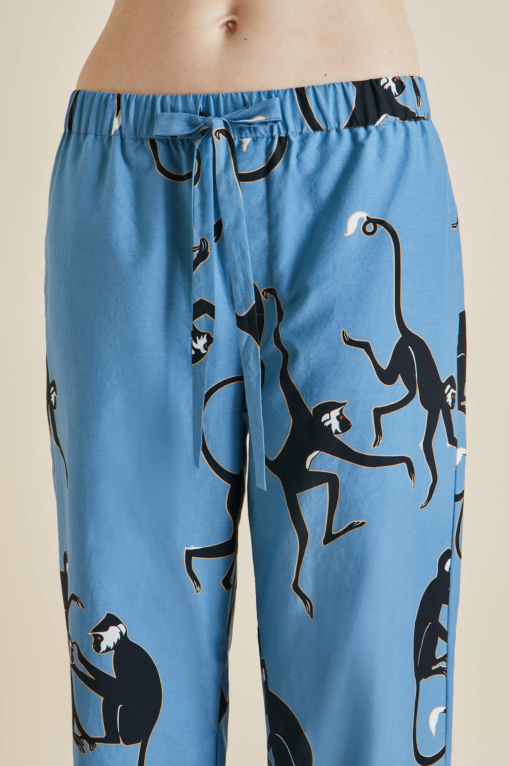 Casablanca Jacamar Blue Monkey Cotton-Silk Pajamas