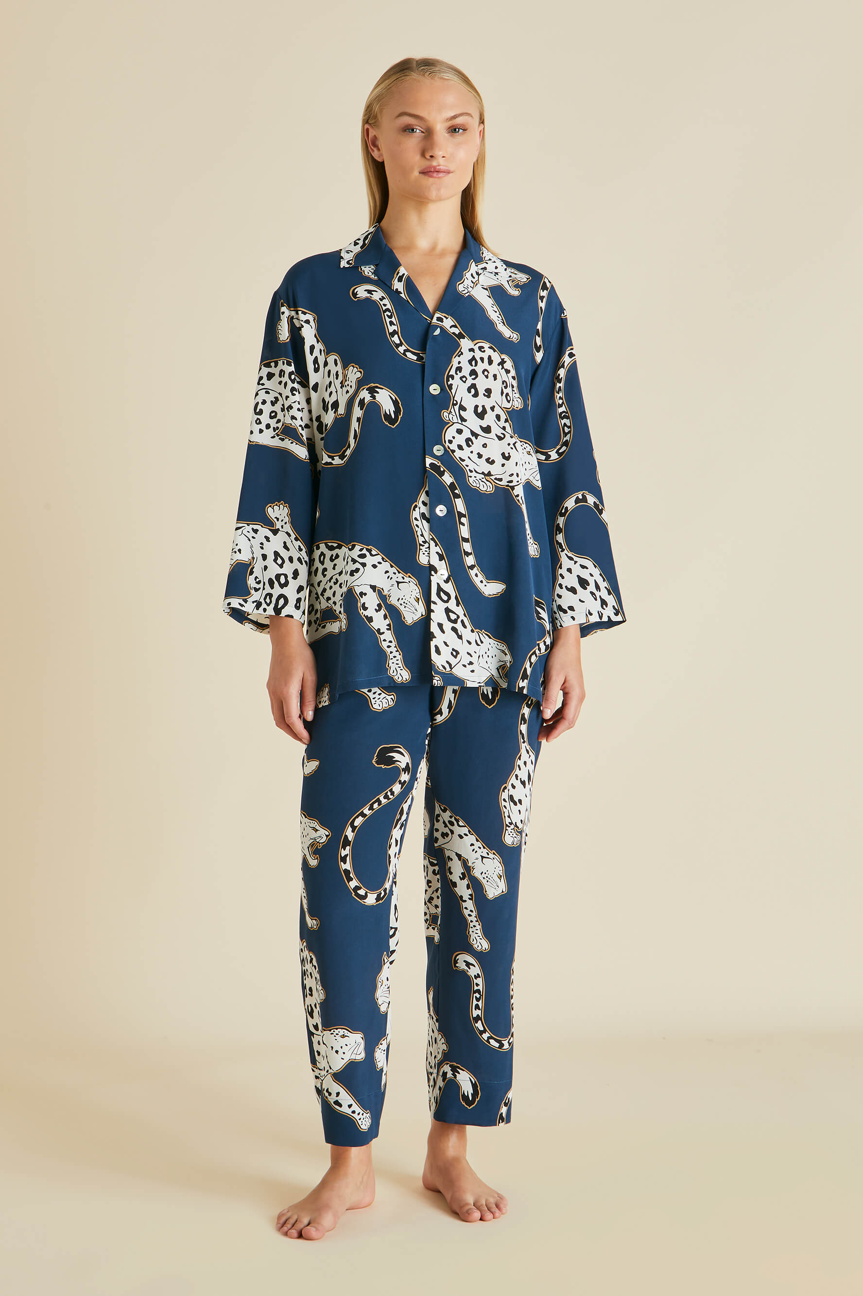 Olivia von Halle | Casablanca Magnus Blue Leopard Silk Crêpe de Chine ...