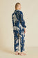 Casablanca Magnus Blue Leopard Pajamas in Silk Crêpe de Chine