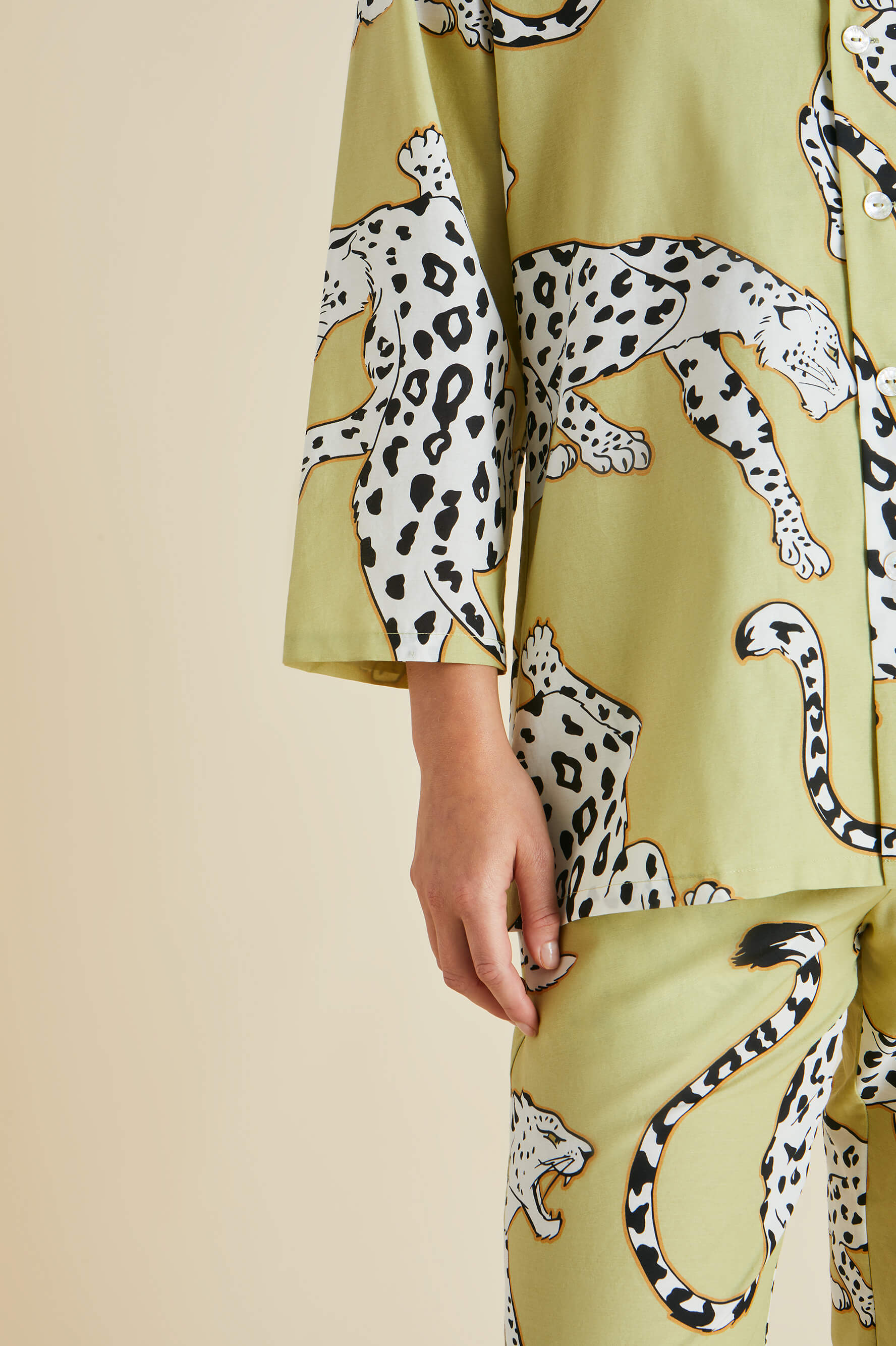 Casablanca Mungo Green Leopard Cotton-Silk Pajamas