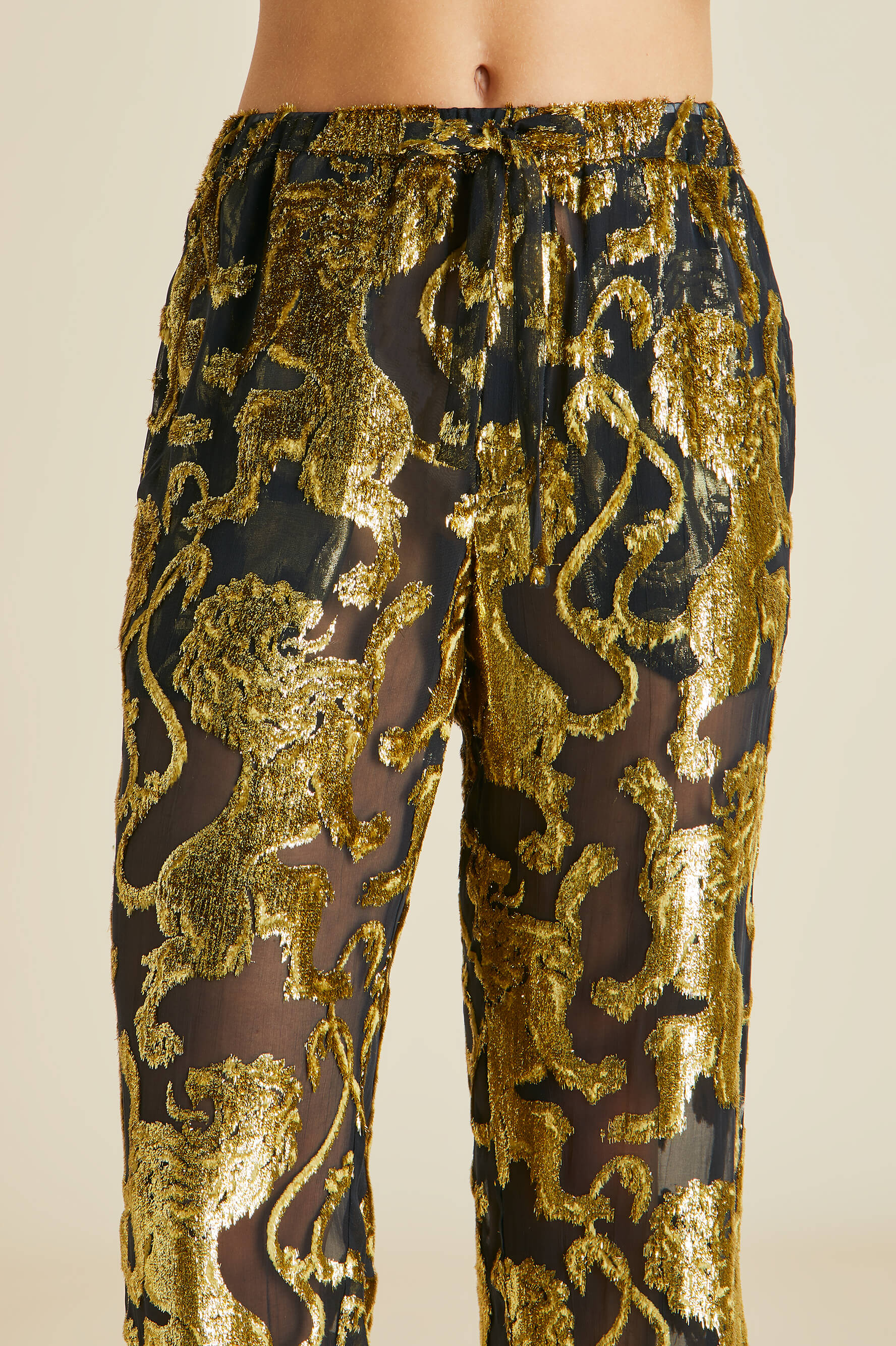 Casablanca Noble Gold Lion Velvet Lurex Pajamas