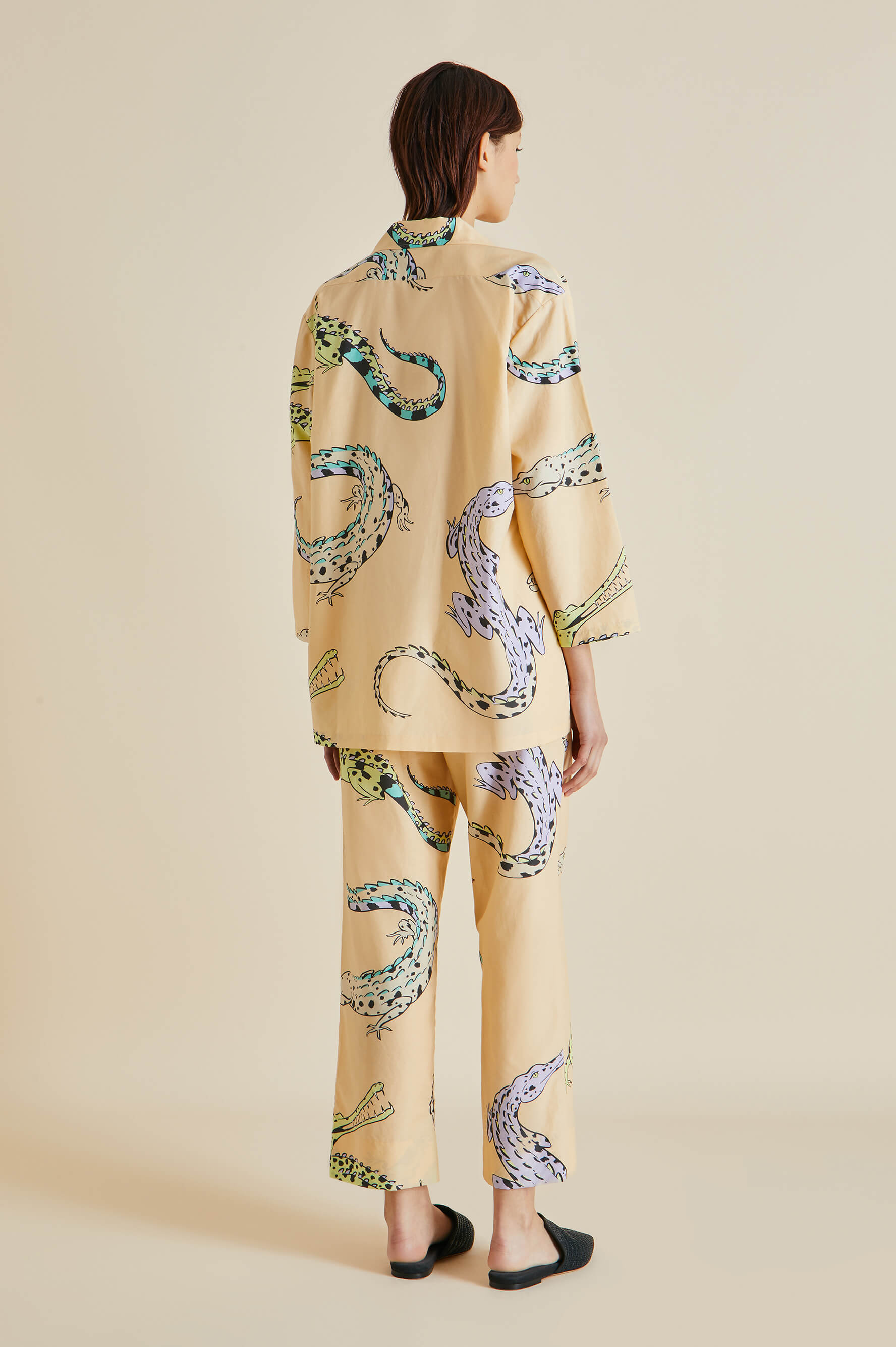 Casablanca Soloma Orange Crocodile Cotton-Silk Pajamas