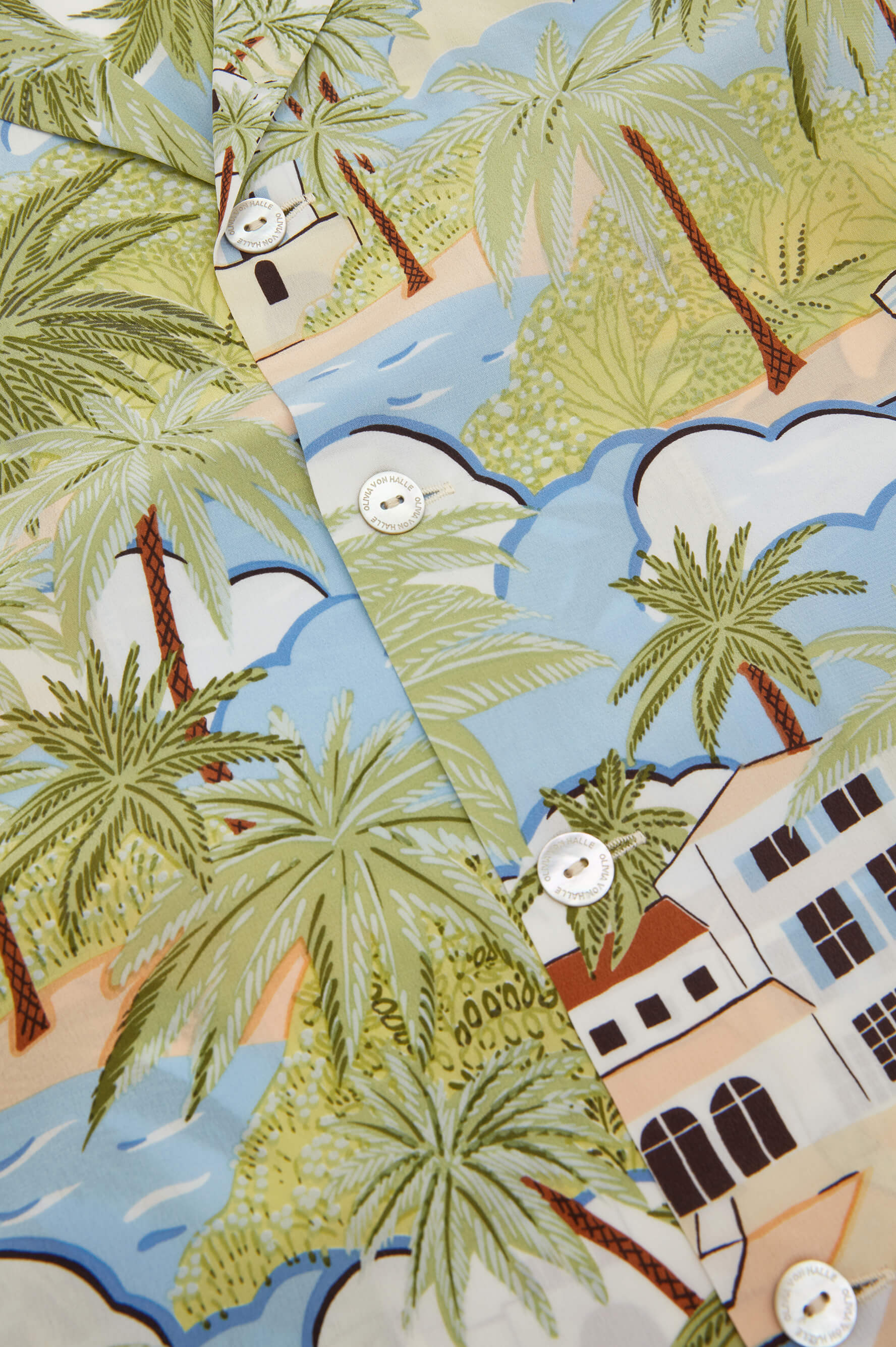 Casablanca Pablo Green Palm Silk Crêpe de Chine pajamas