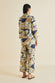 Casablanca Ponche Navy Palm Cotton-Silk pajamas
