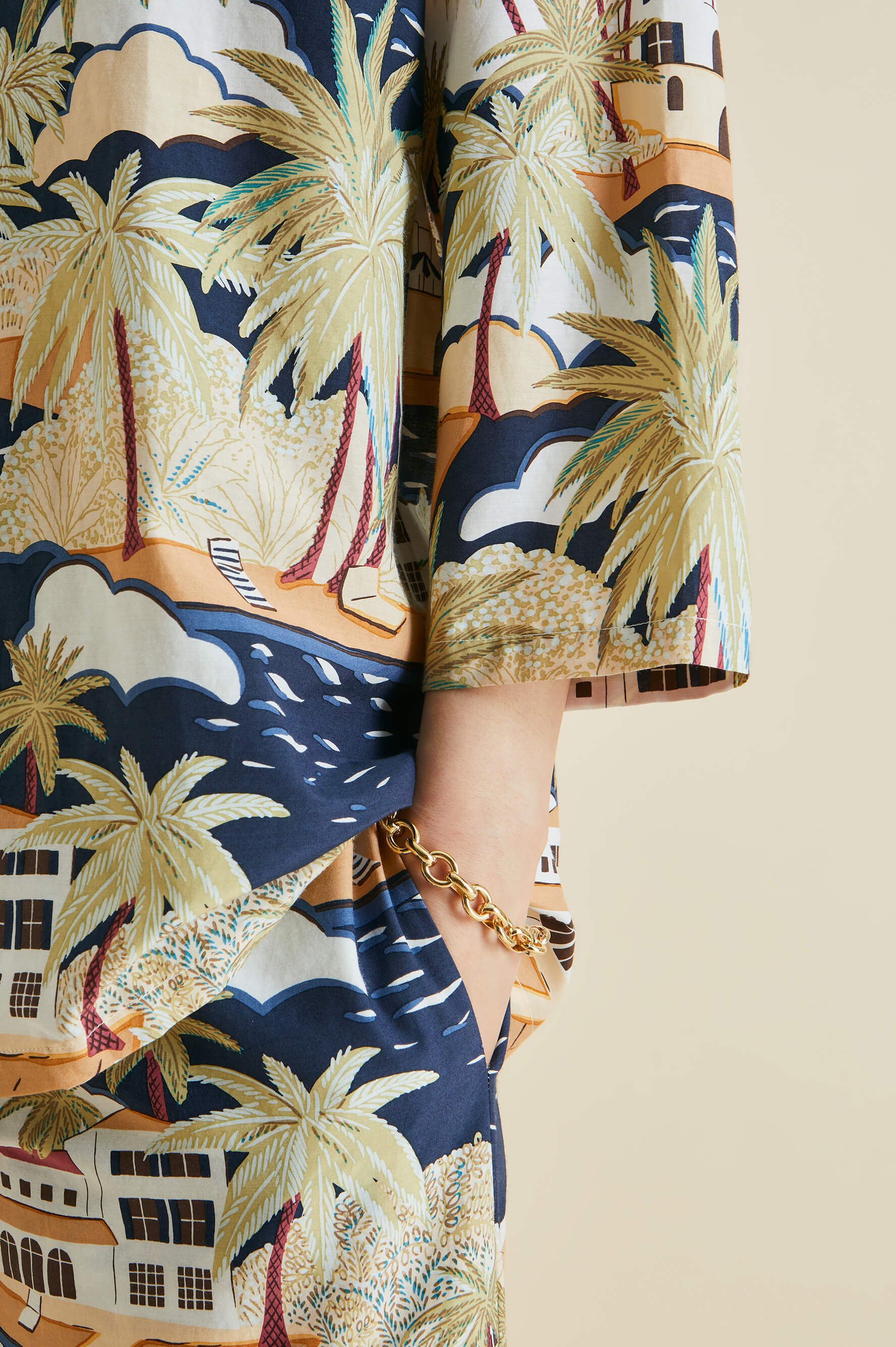 Casablanca Ponche Navy Palm Cotton-Silk pajamas