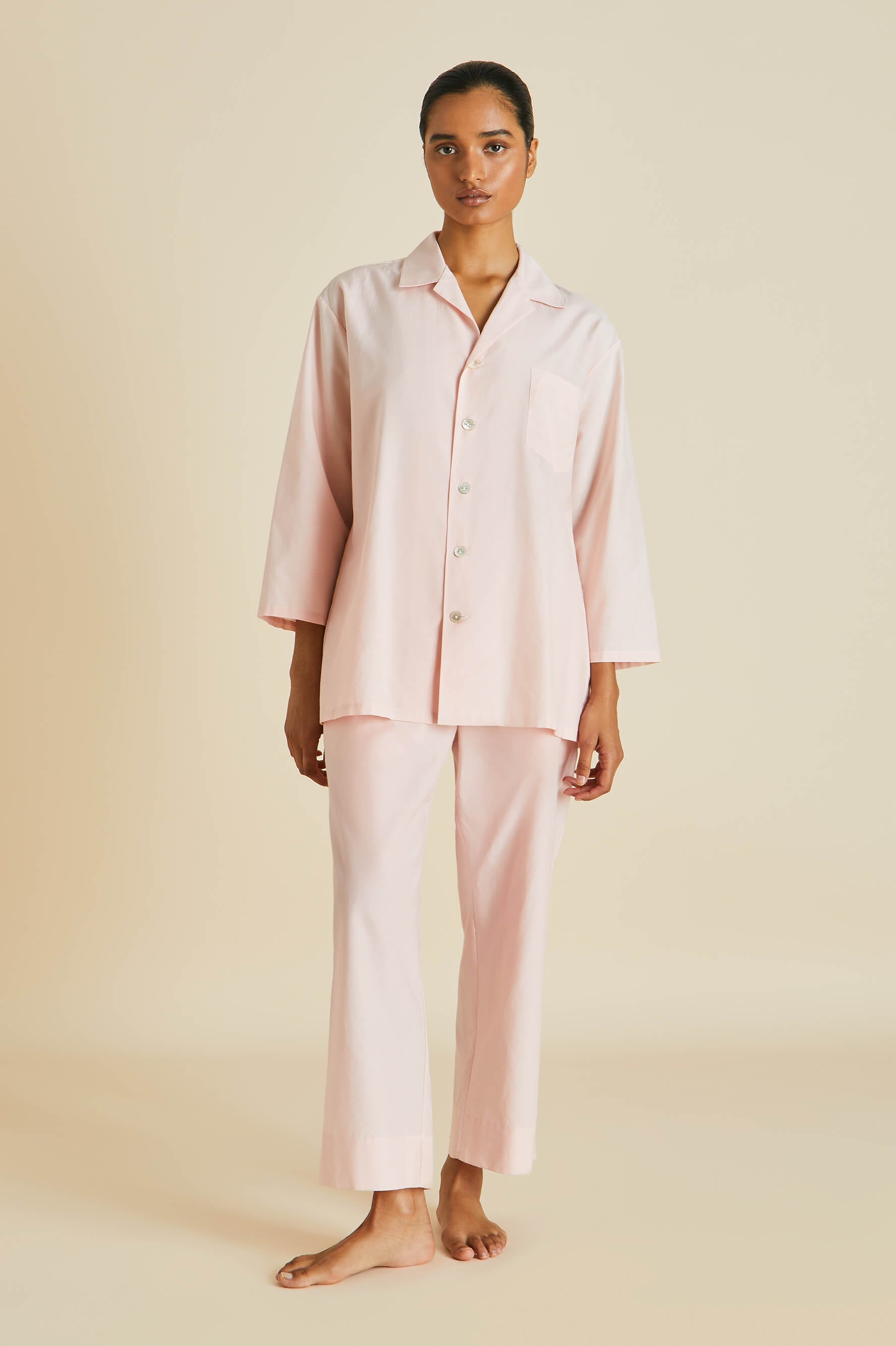 casablanca pink cotton silk pajamas