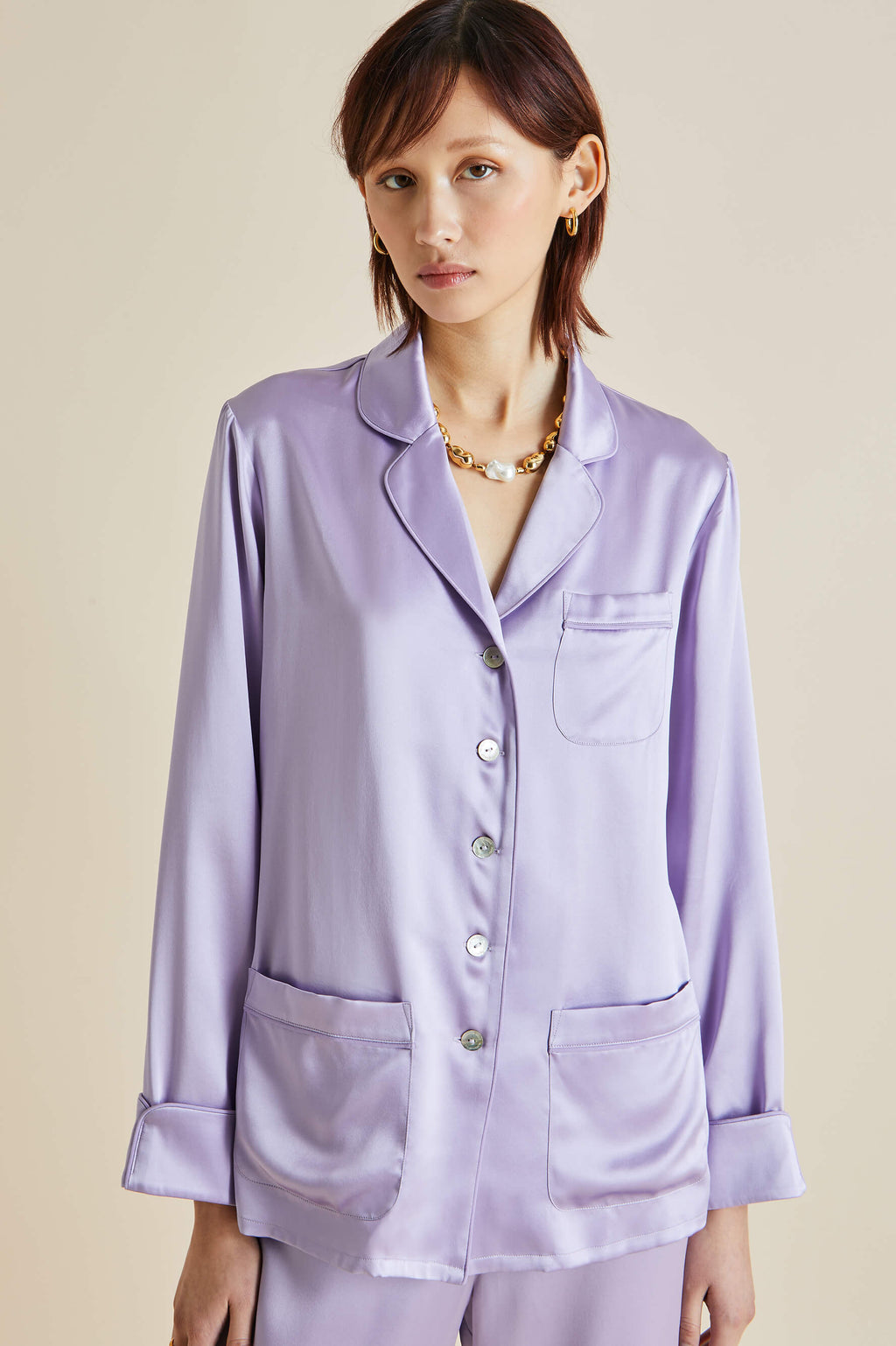 The Lilac Set LV – Inspired Designer Long Sleeved Satin Pyjamas – Luda  Avenue