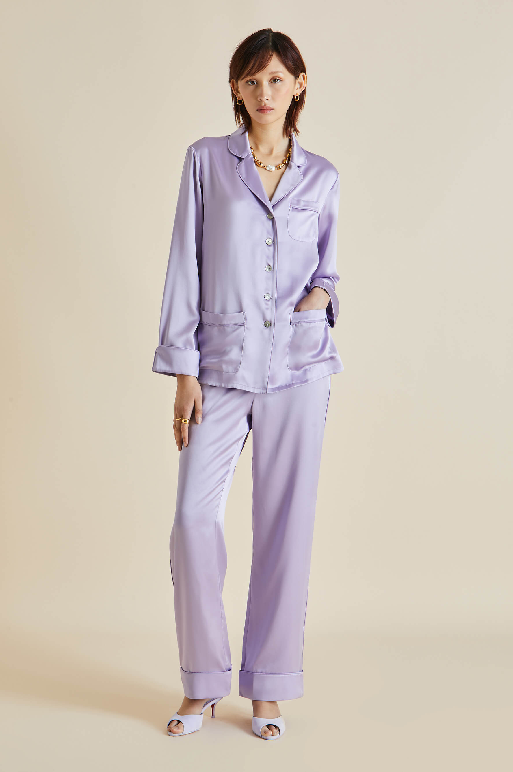 Coco Lilac Silk Satin Pajamas
