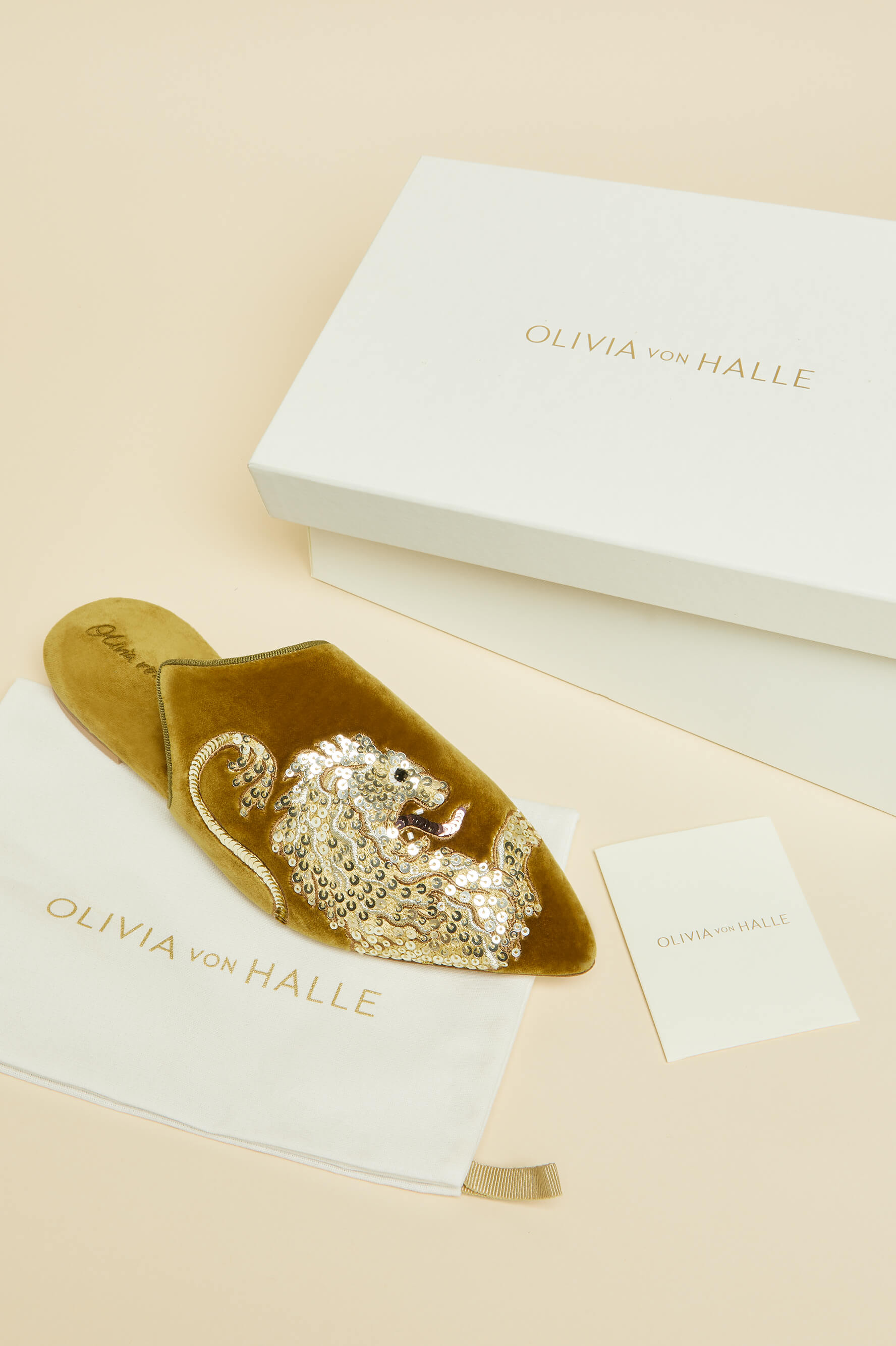 Contessa August Gold Embellished Slippers in Silk Velvet