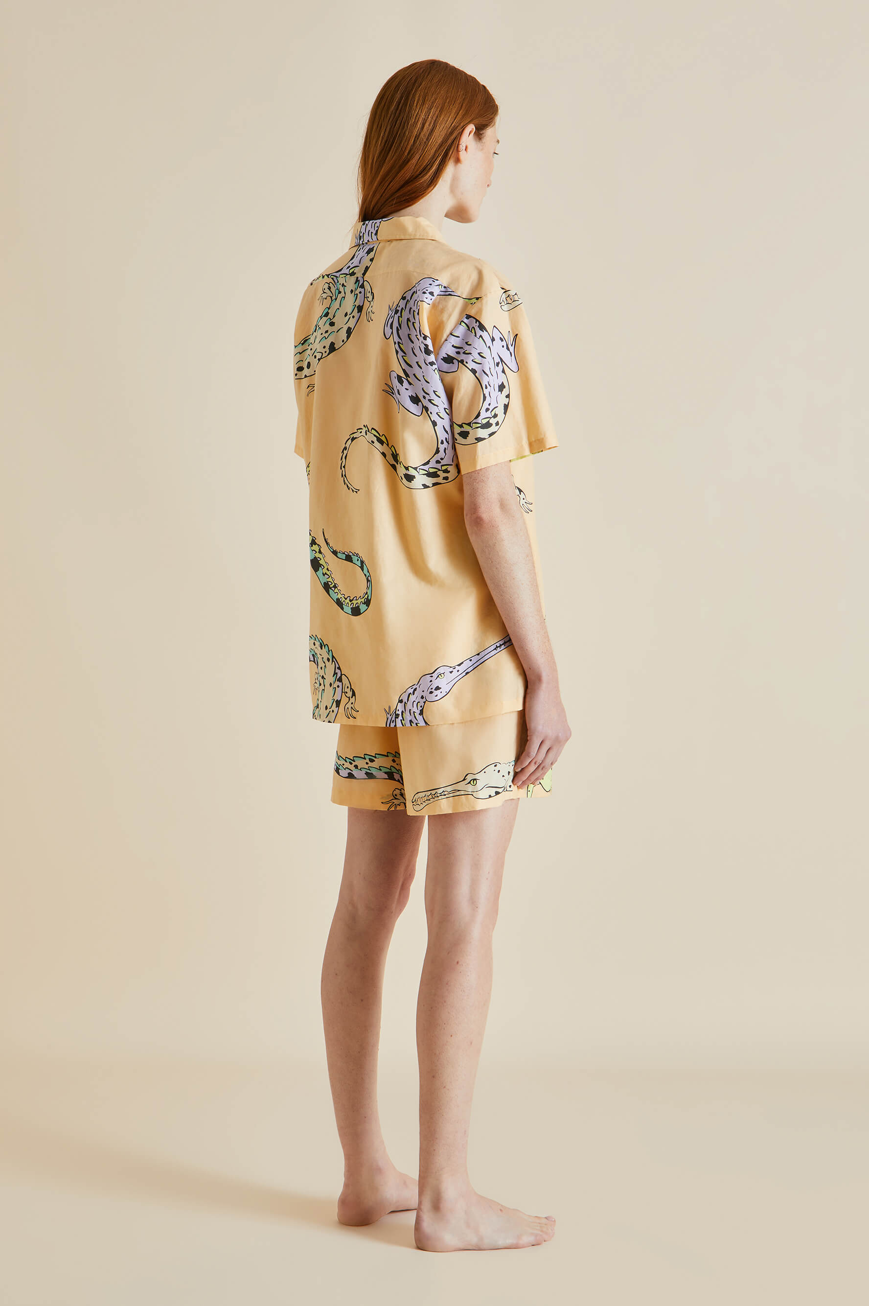 Emeli Soloma Orange Crocodile Cotton-Silk Pajamas