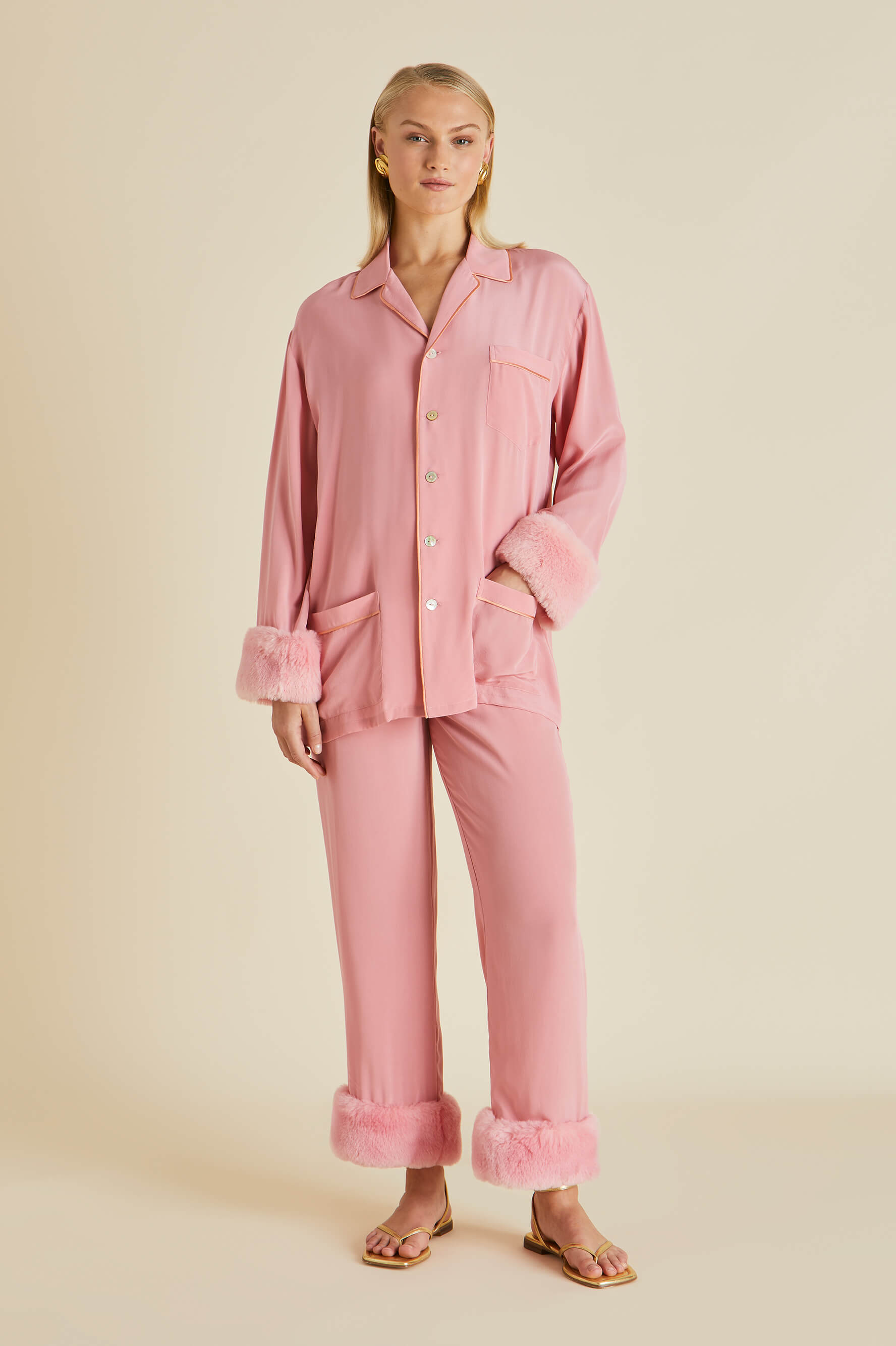 fifi pink silk pajamas