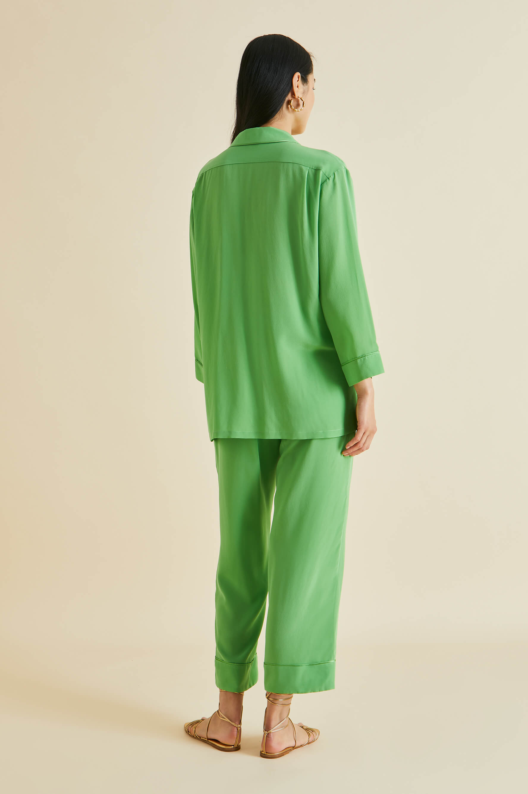 Fifi Green Silk Crêpe de Chine pajamas