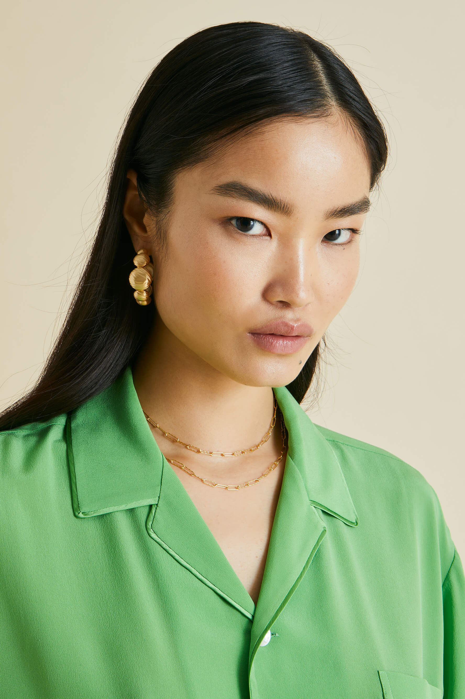 Fifi Green Silk Crêpe de Chine pajamas