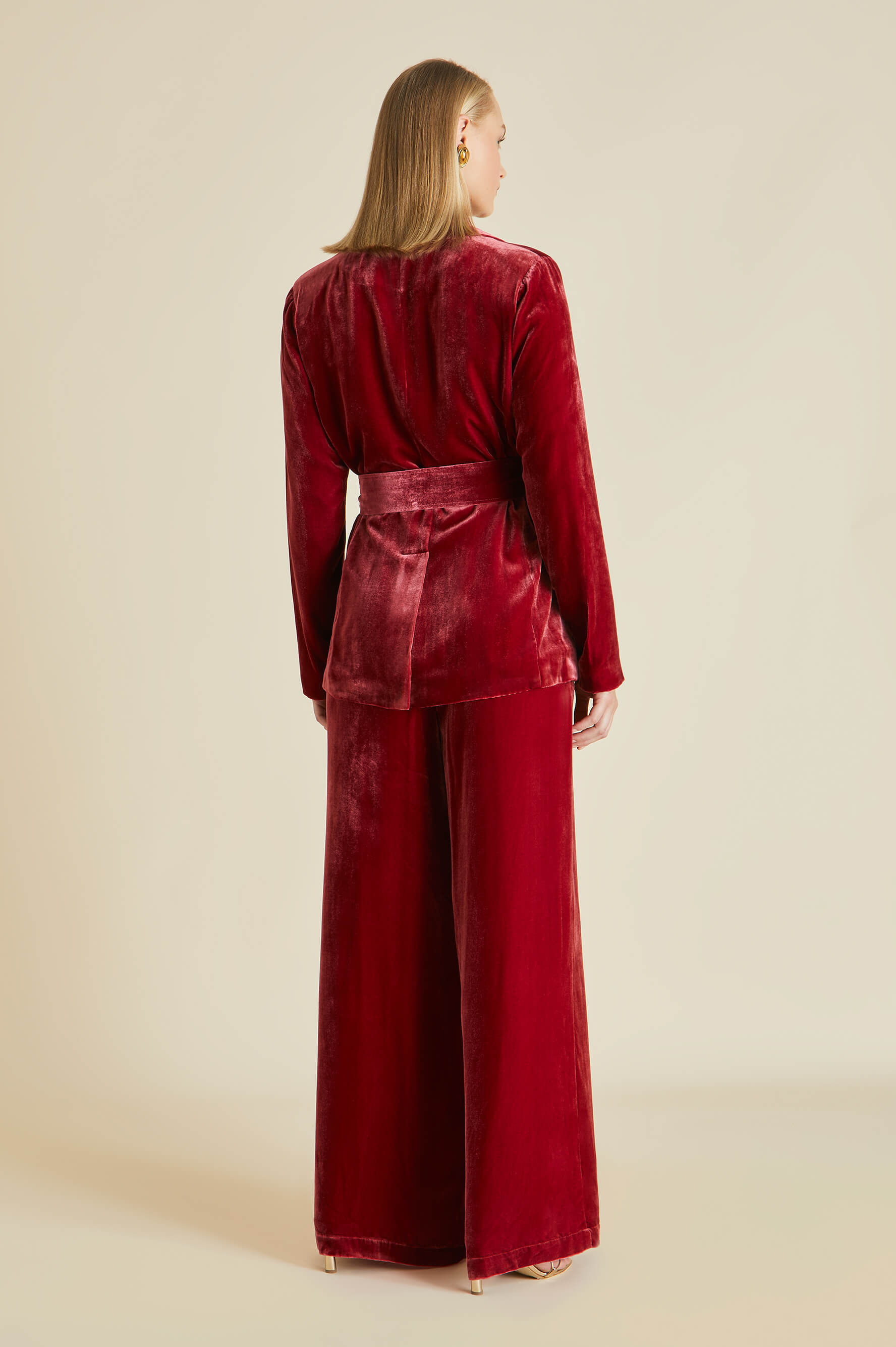 Jagger Port Red Pajamas in Silk Velvet