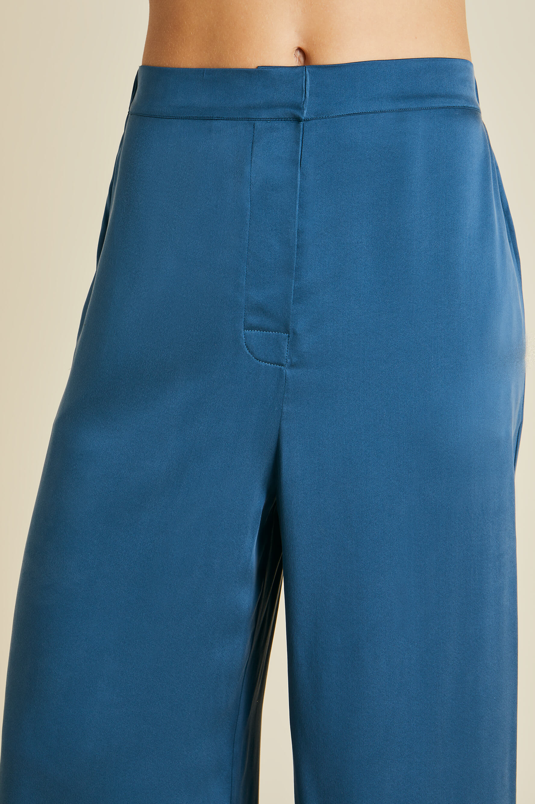 Jagger Steel Blue Silk Habotai Pajamas