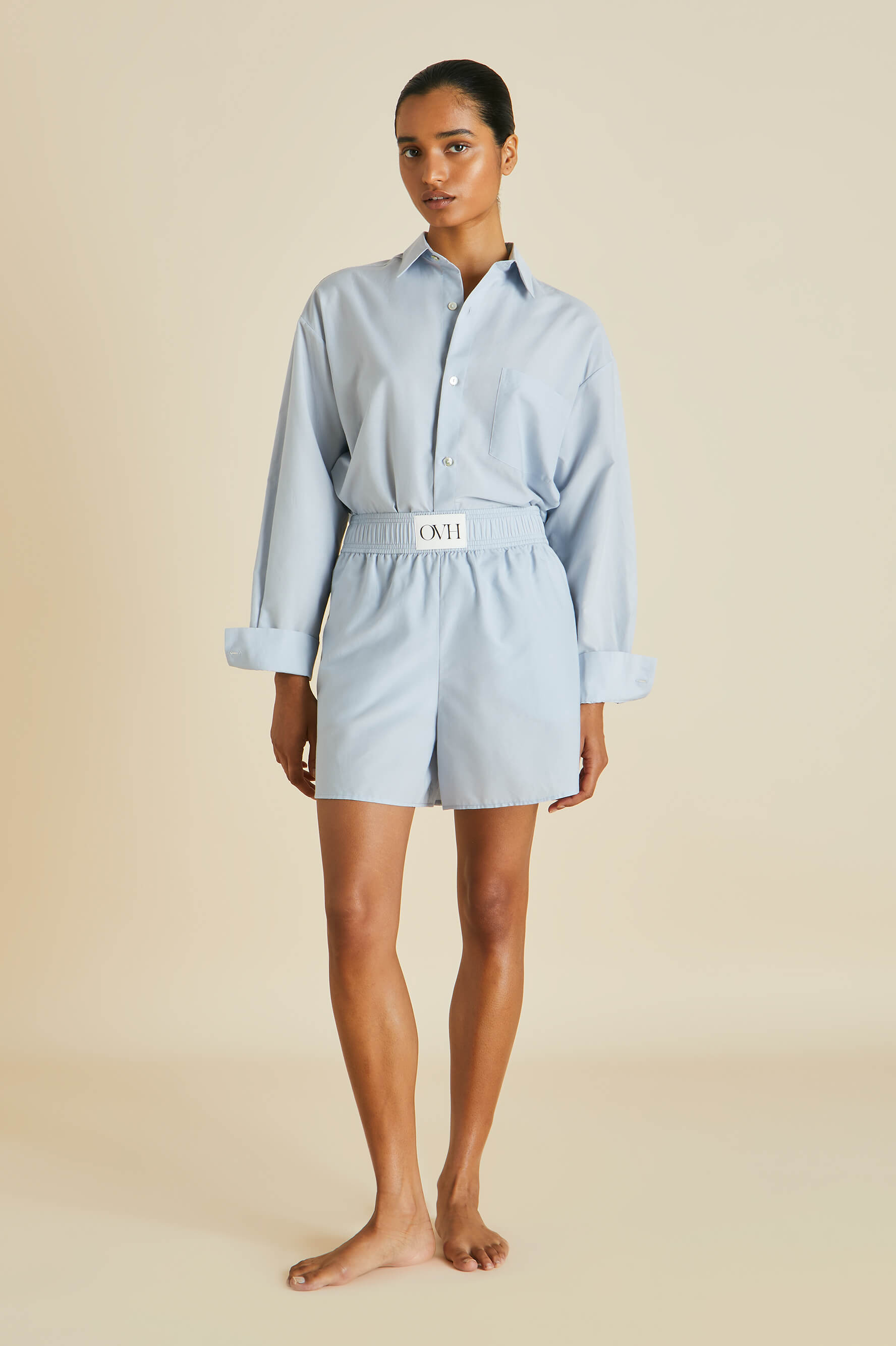 kick blue cotton silk pajamas