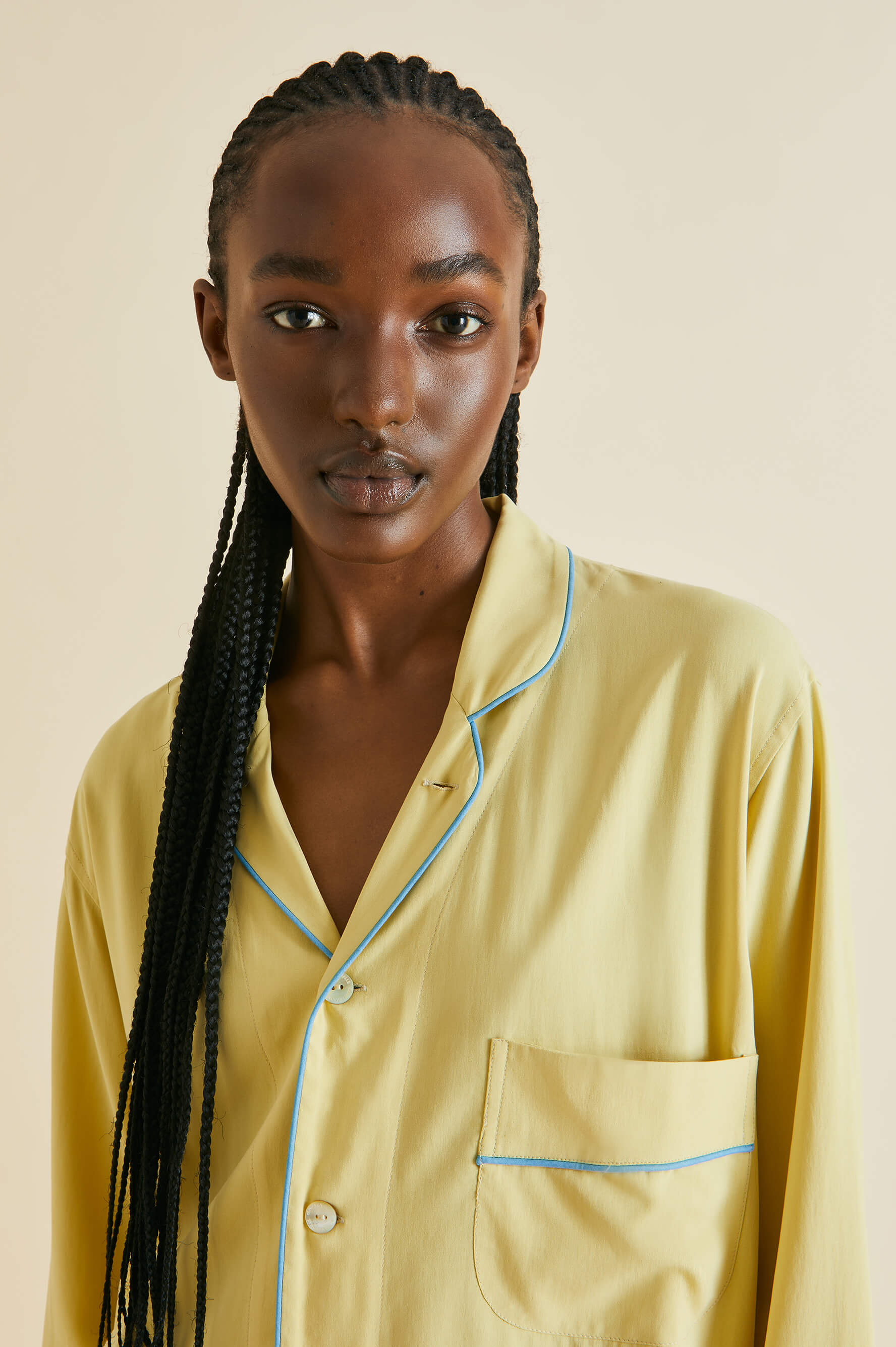 Laurent Yellow Pajamas in Sandwashed Silk