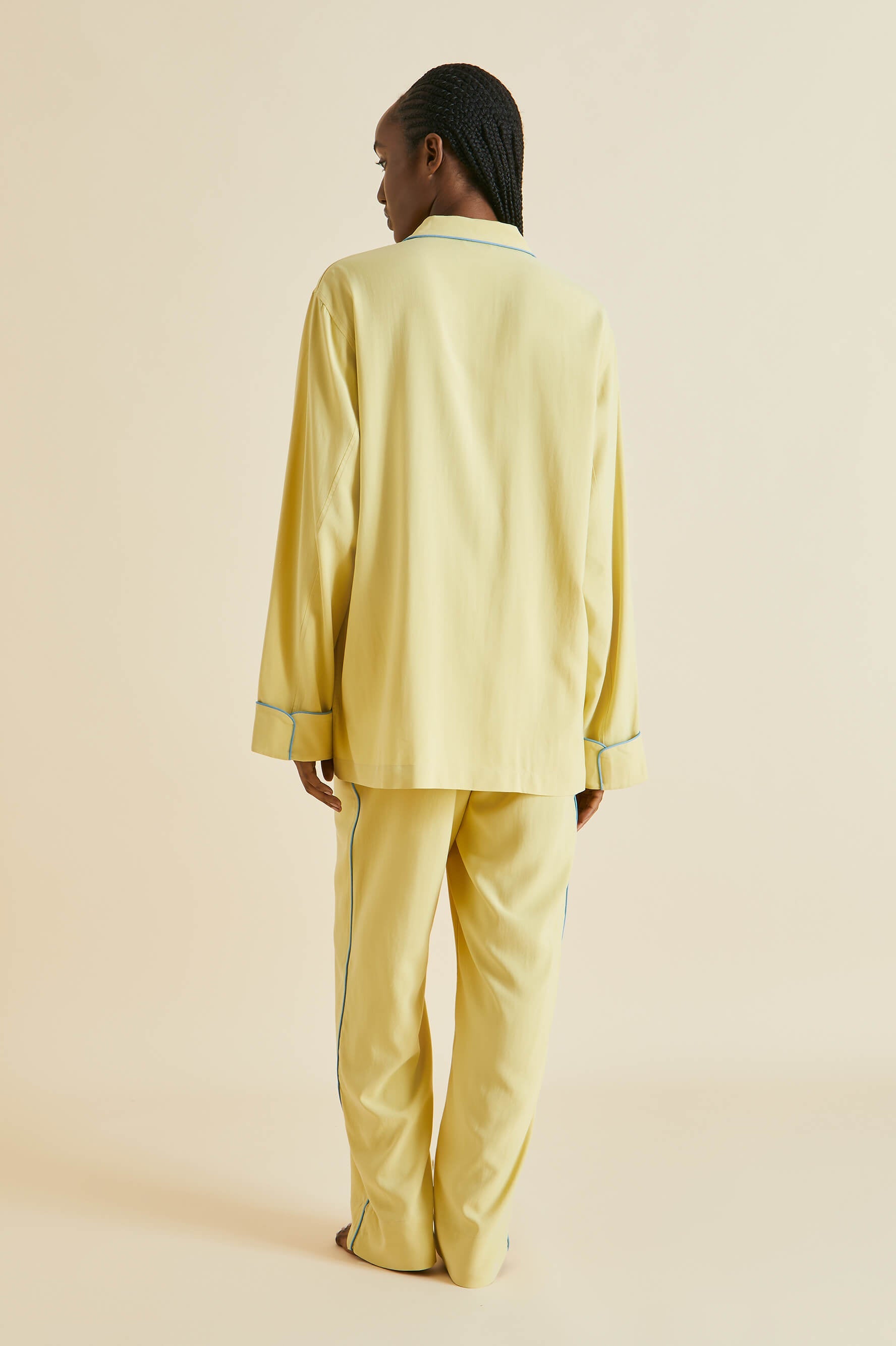 Laurent Yellow Pajamas in Sandwashed Silk