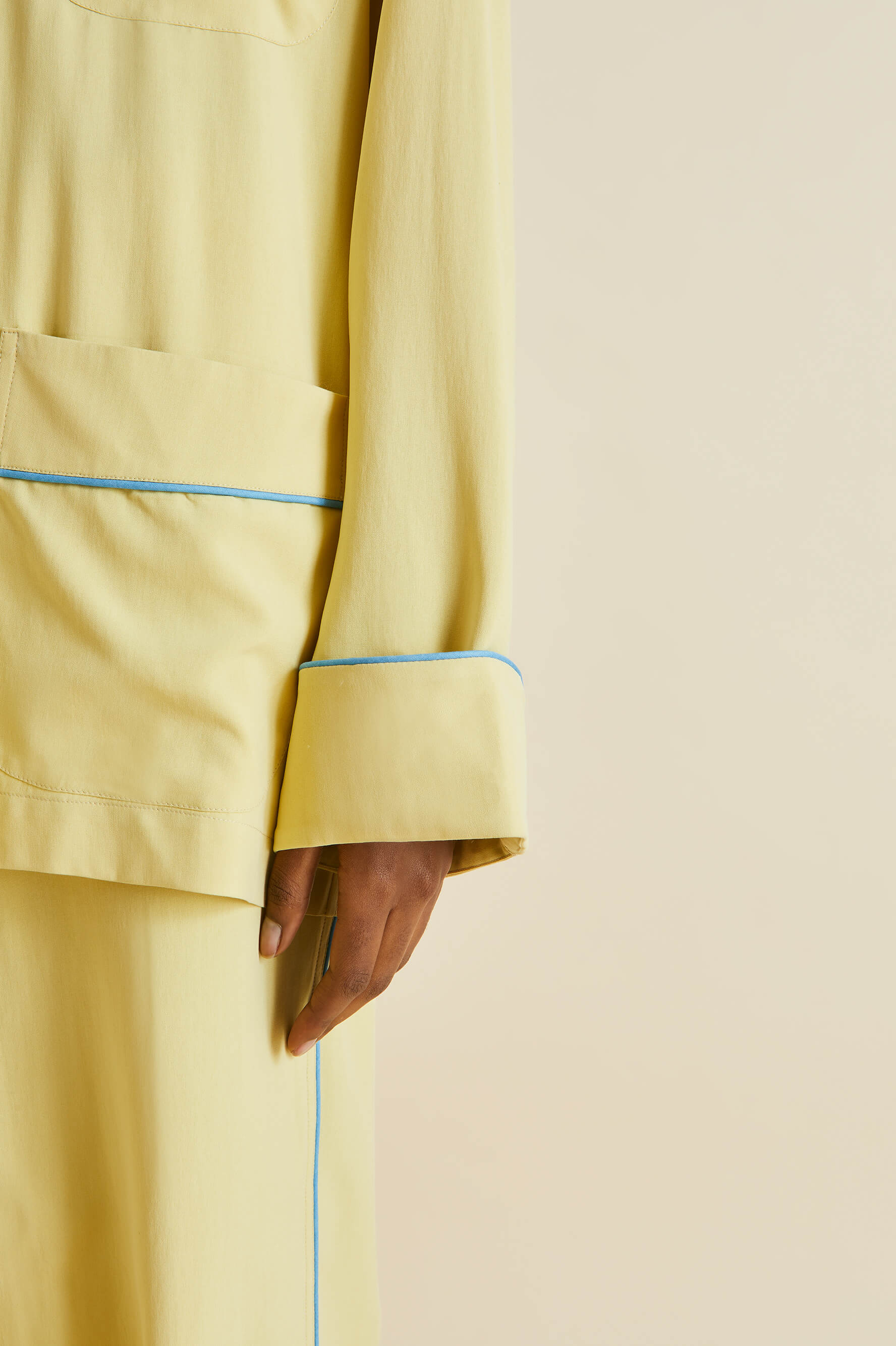 Laurent Yellow Pajamas in Sandwashed Silk