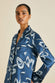 Lila Arran Blue Bow Pajamas in Silk Satin