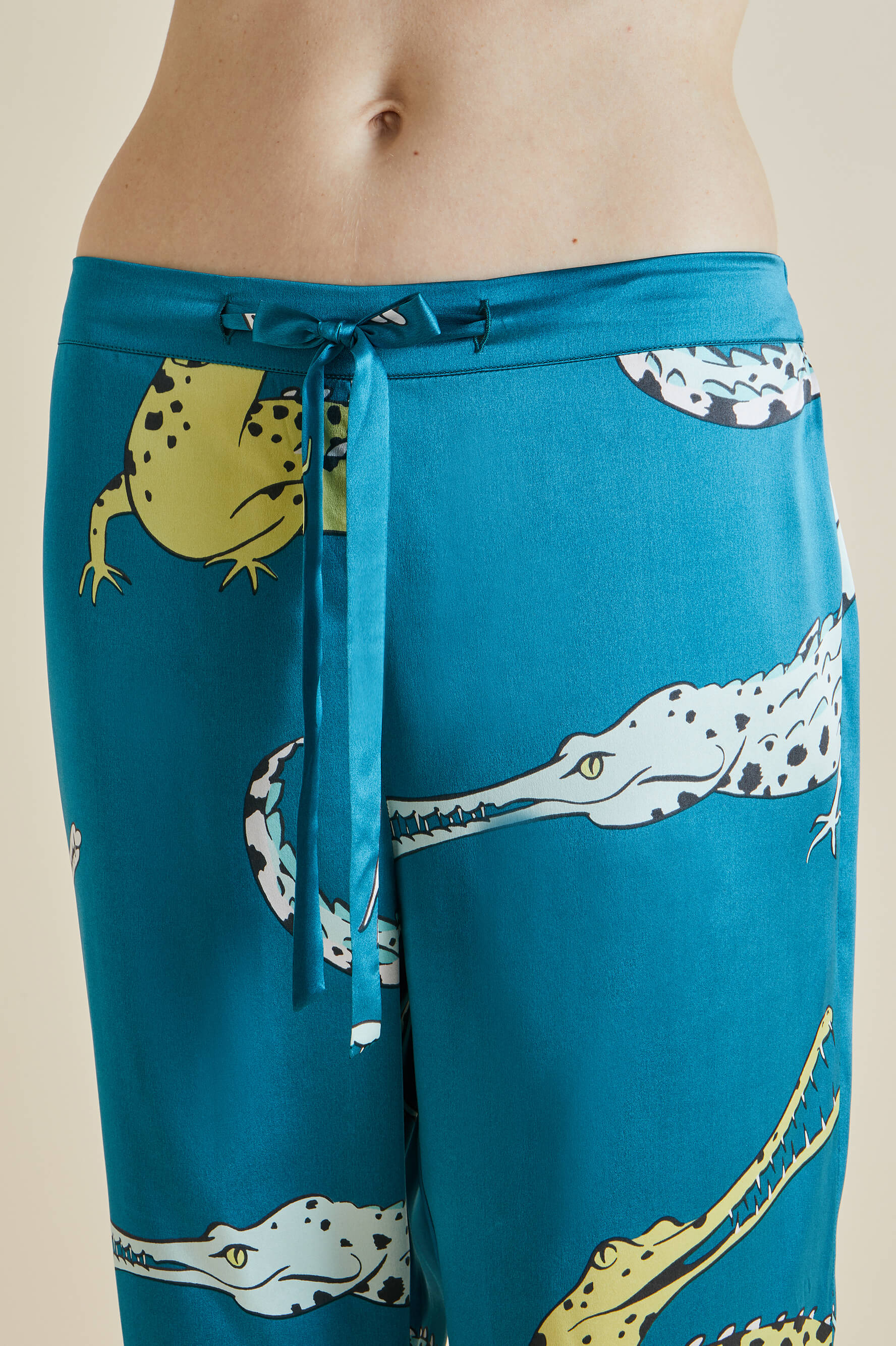 Lila Regal Blue Crocodile Silk Satin Pajamas