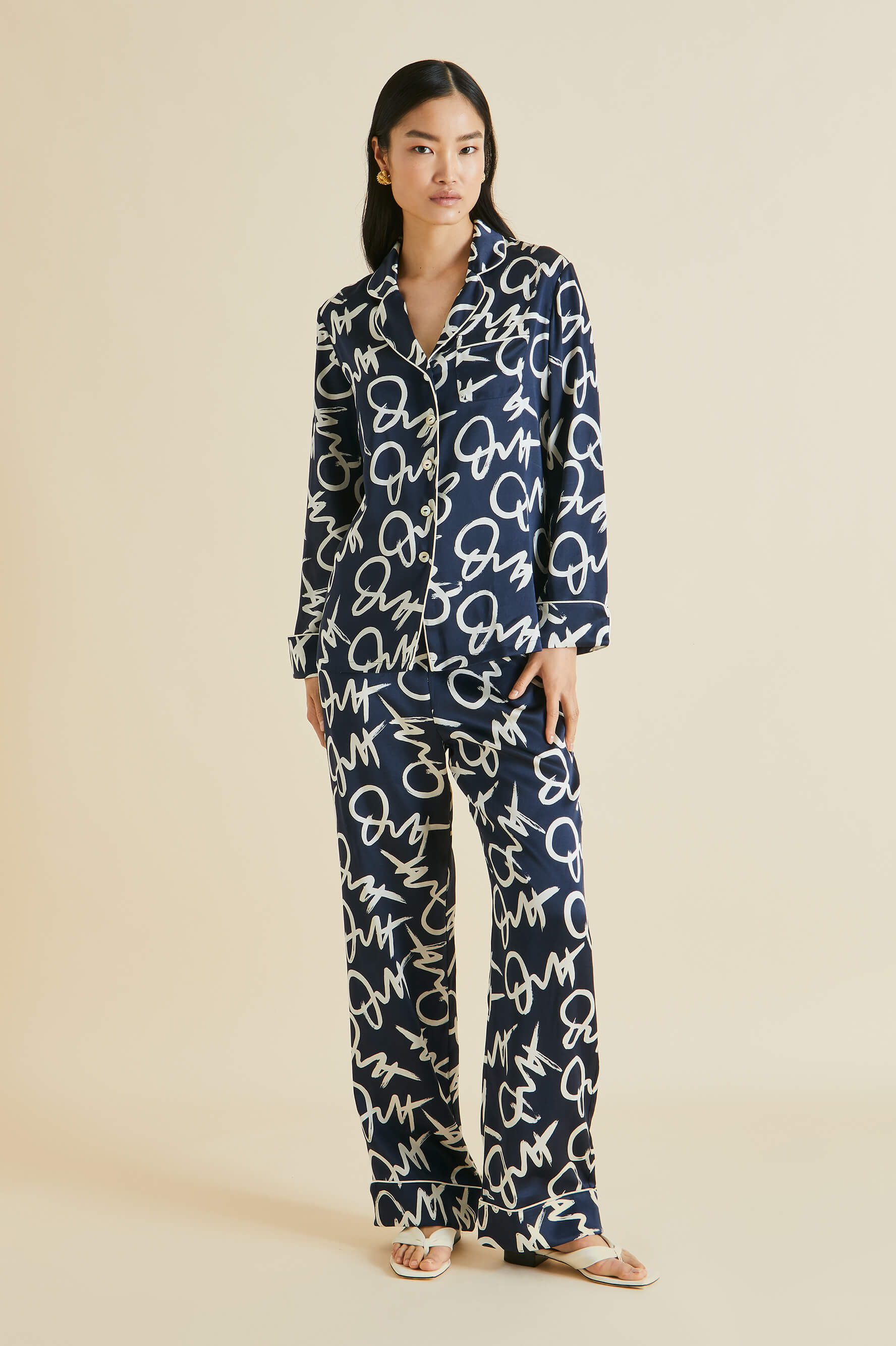 OLIVIA VON HALLE Coco silk-satin pajama set
