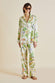 Lila Adisorn Cream Floral Silk Satin Pajamas