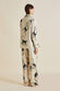 Lila Macaque Cream Monkey Silk Satin Pajamas