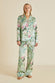 Lila Effie Green Floral Silk Satin Pajamas