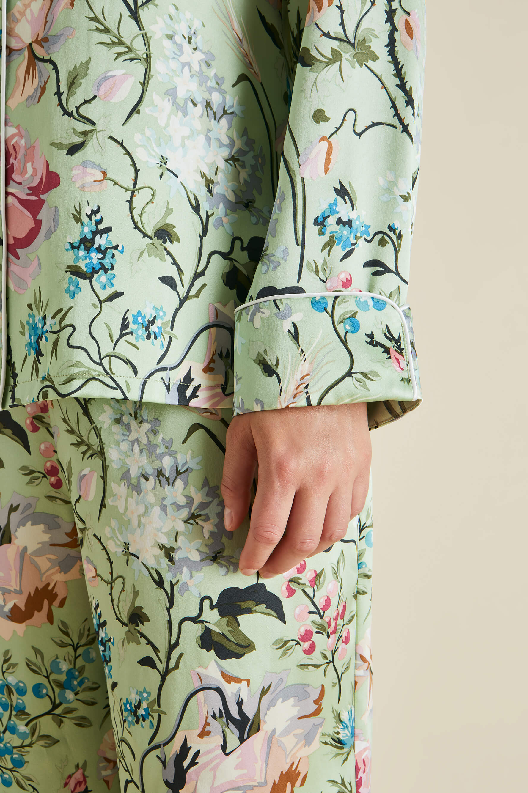 Olivia Pajamas Green von | Floral Halle Silk Satin Lila Effie