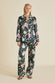 Lila Esme Black Floral Pajamas in Silk Satin